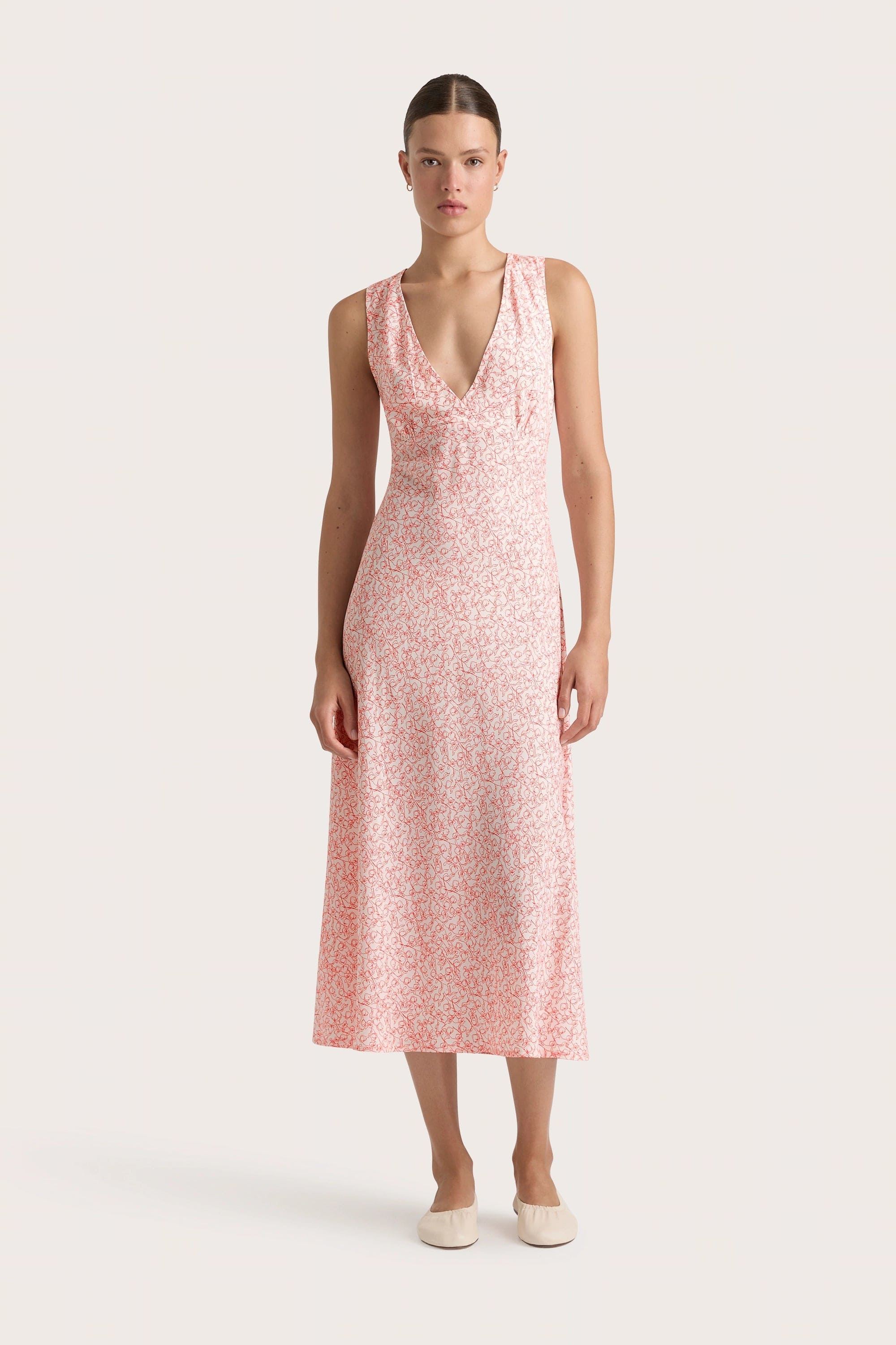 Faithfull - Jardin Midi Dress Calla Vermillion - Final Sale