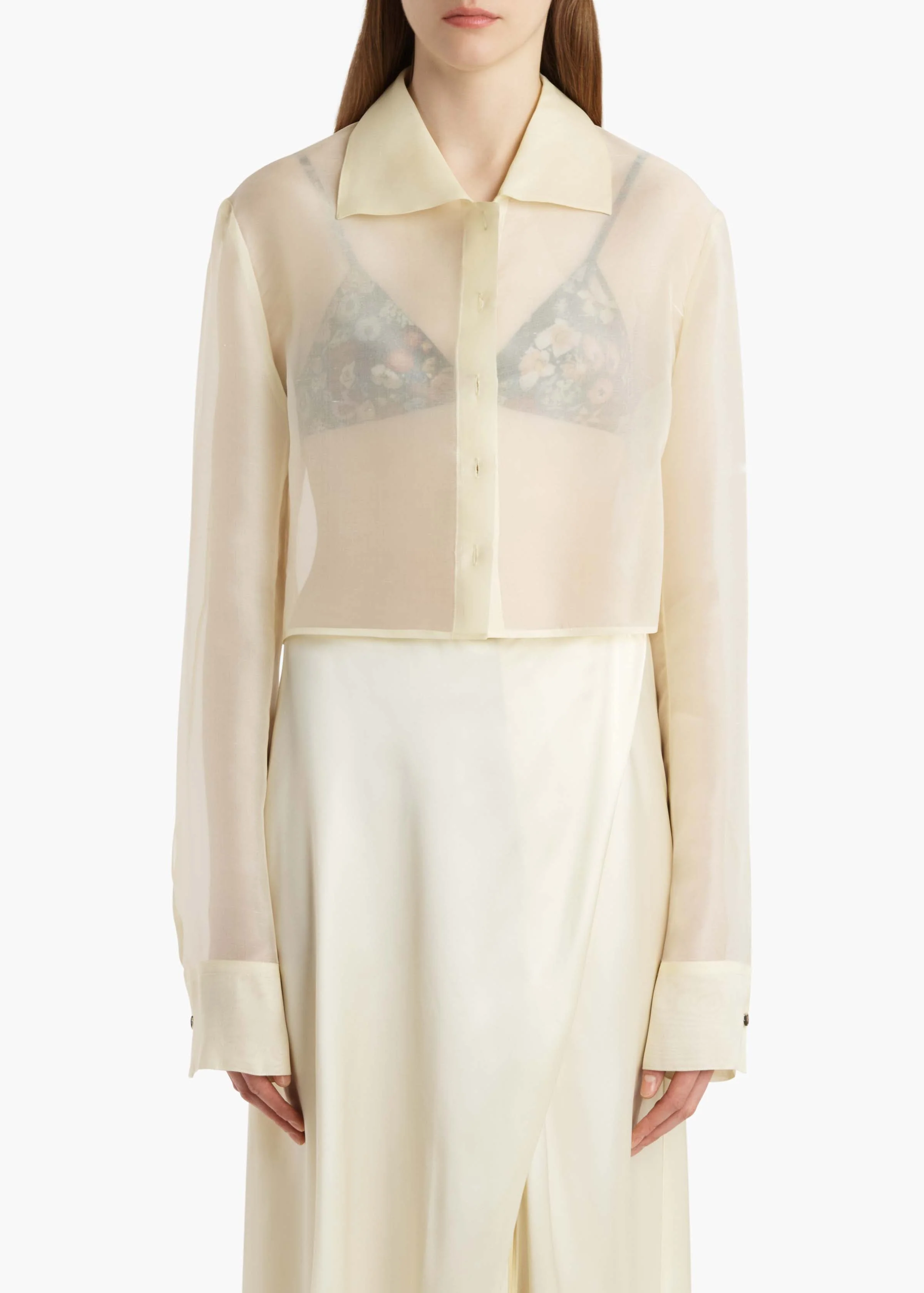 Khaite - Jasen Top in Pale Yellow Organza - Image 19