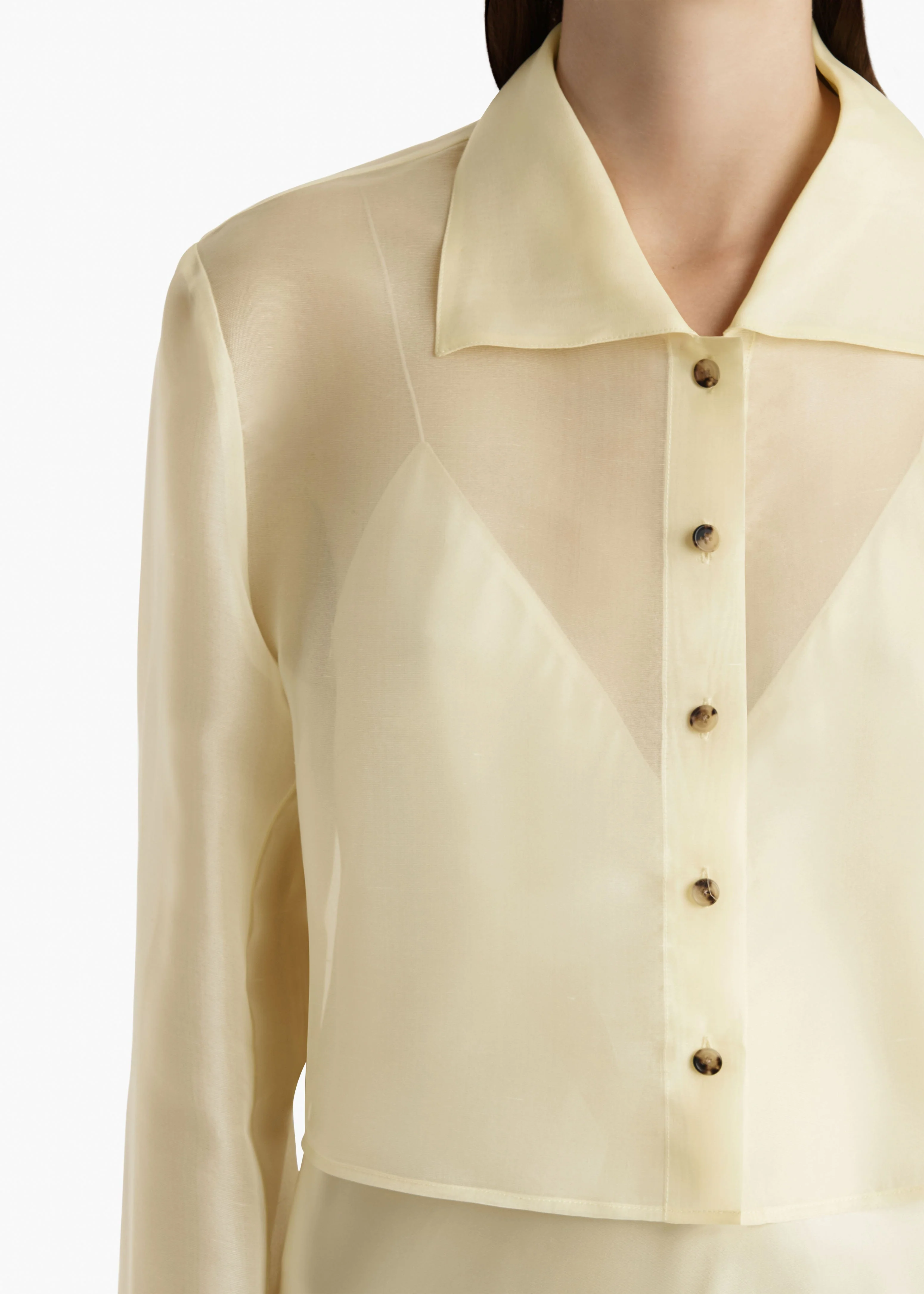 Khaite - Jasen Top in Pale Yellow Organza - Image 5