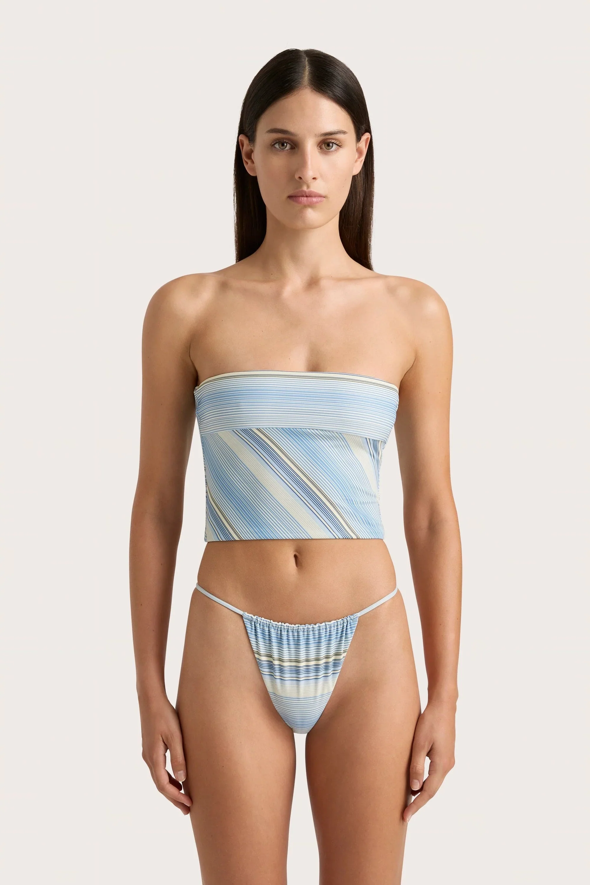 Faithfull - Jean Swim Top Futura Stripe Sky Blue - Final Sale - Image 2