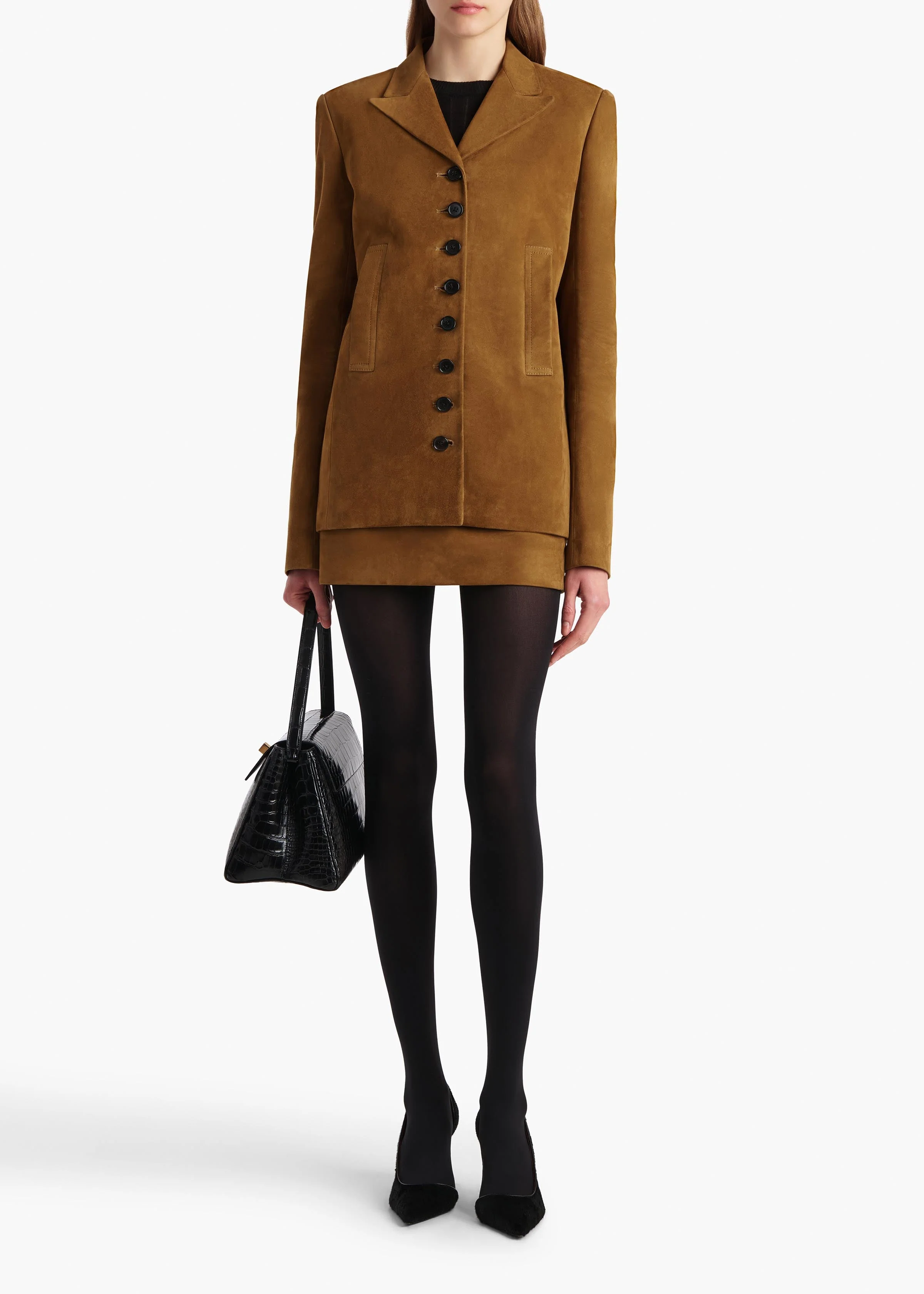 Khaite - Jett Skirt in Toffee Suede - Image 2