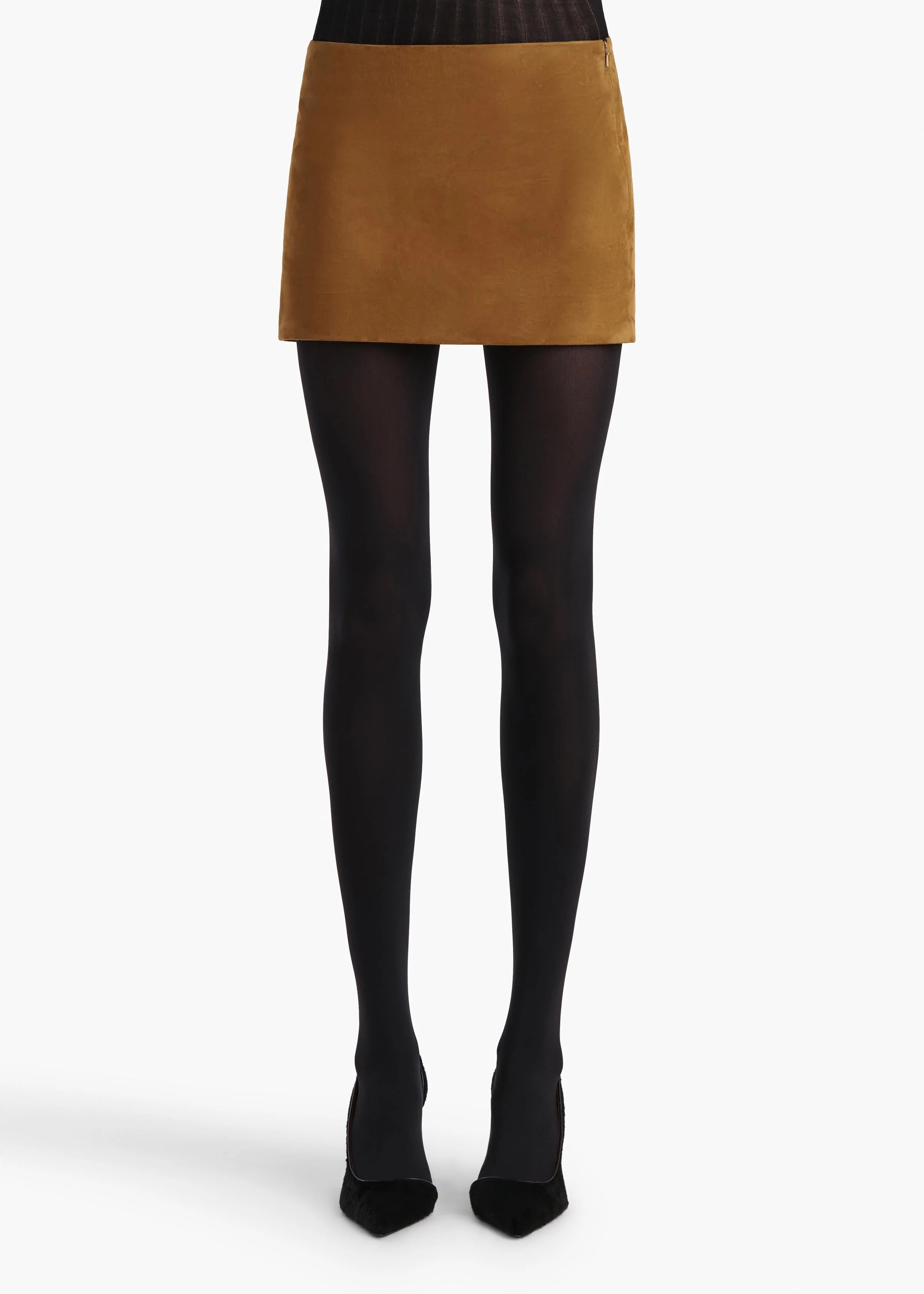 Khaite - Jett Skirt in Toffee Suede - Image 3