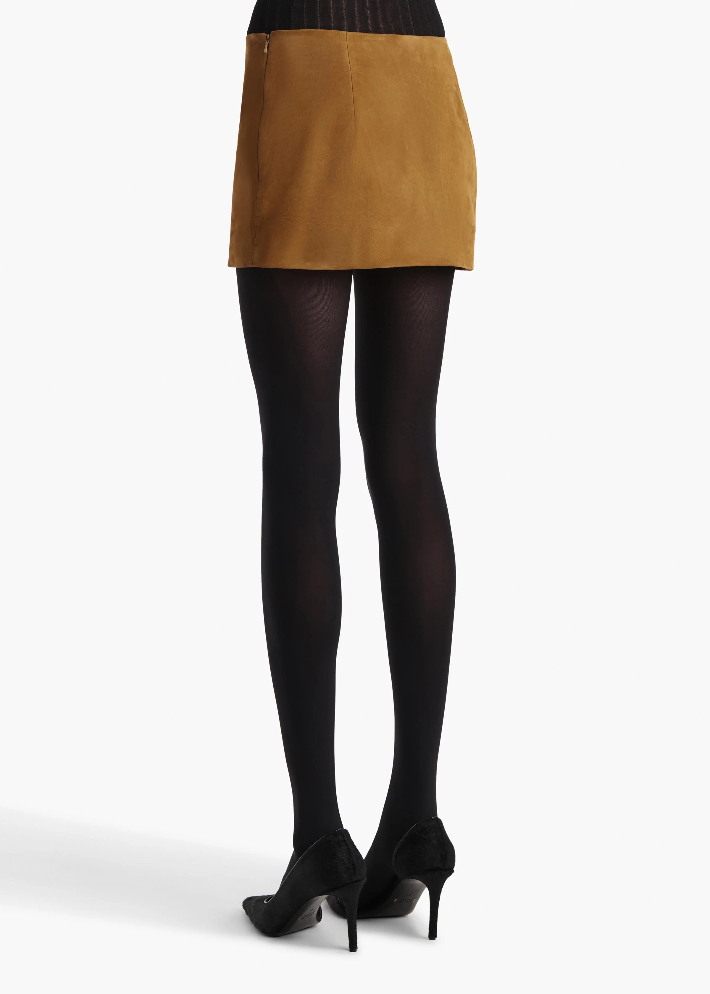 Khaite - Jett Skirt in Toffee Suede - Image 4