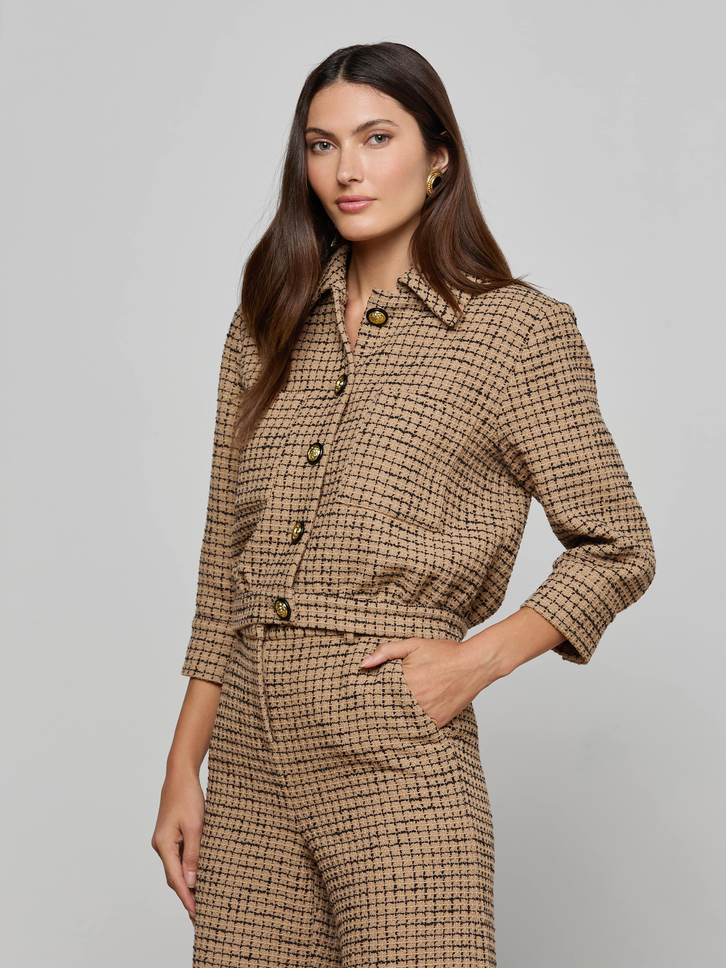 L'AGENCE - Jia Cropped Tweed Jacket - Image 2
