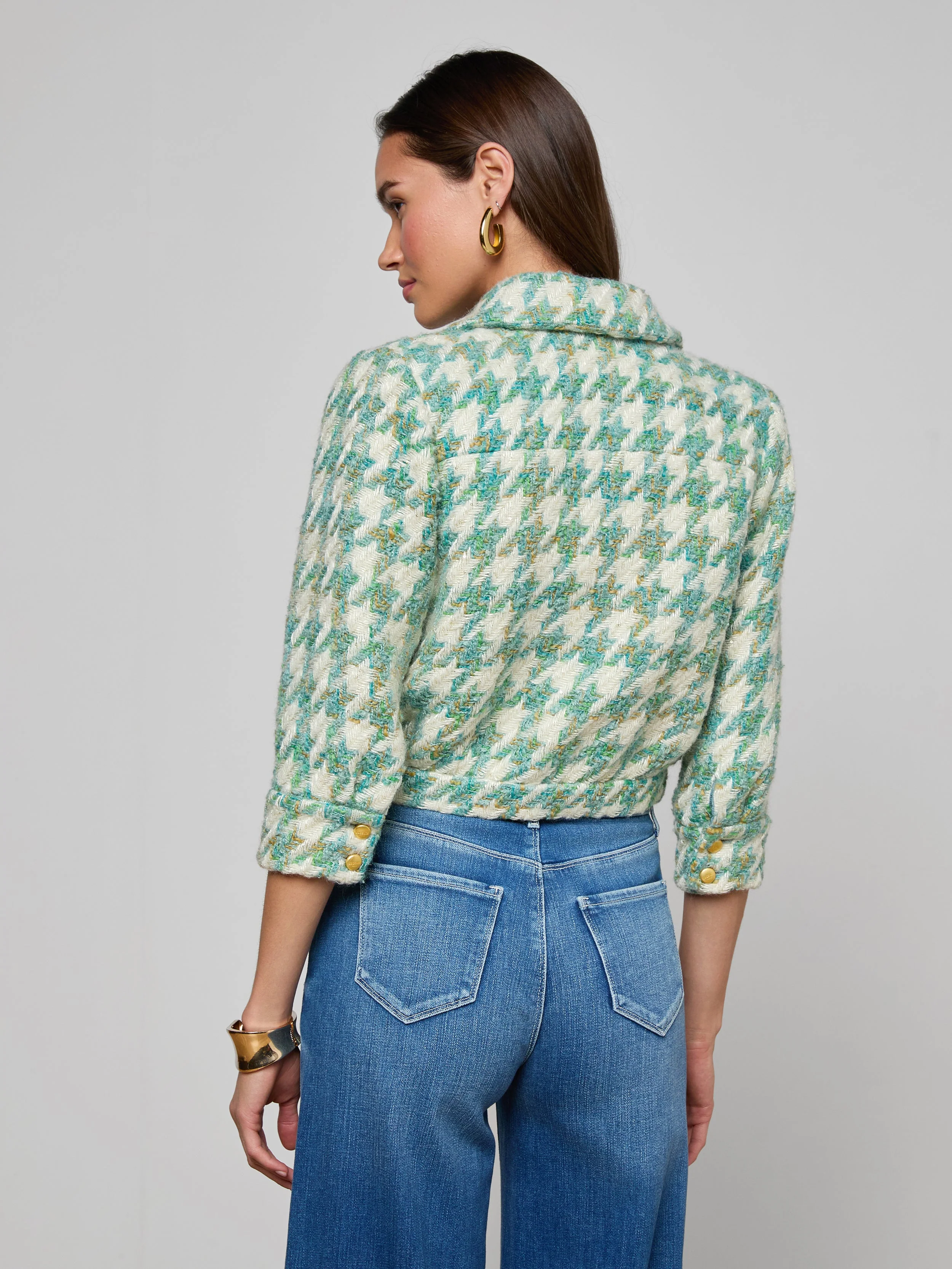 L'AGENCE - Jia Houndstooth Tweed Jacket - Image 4