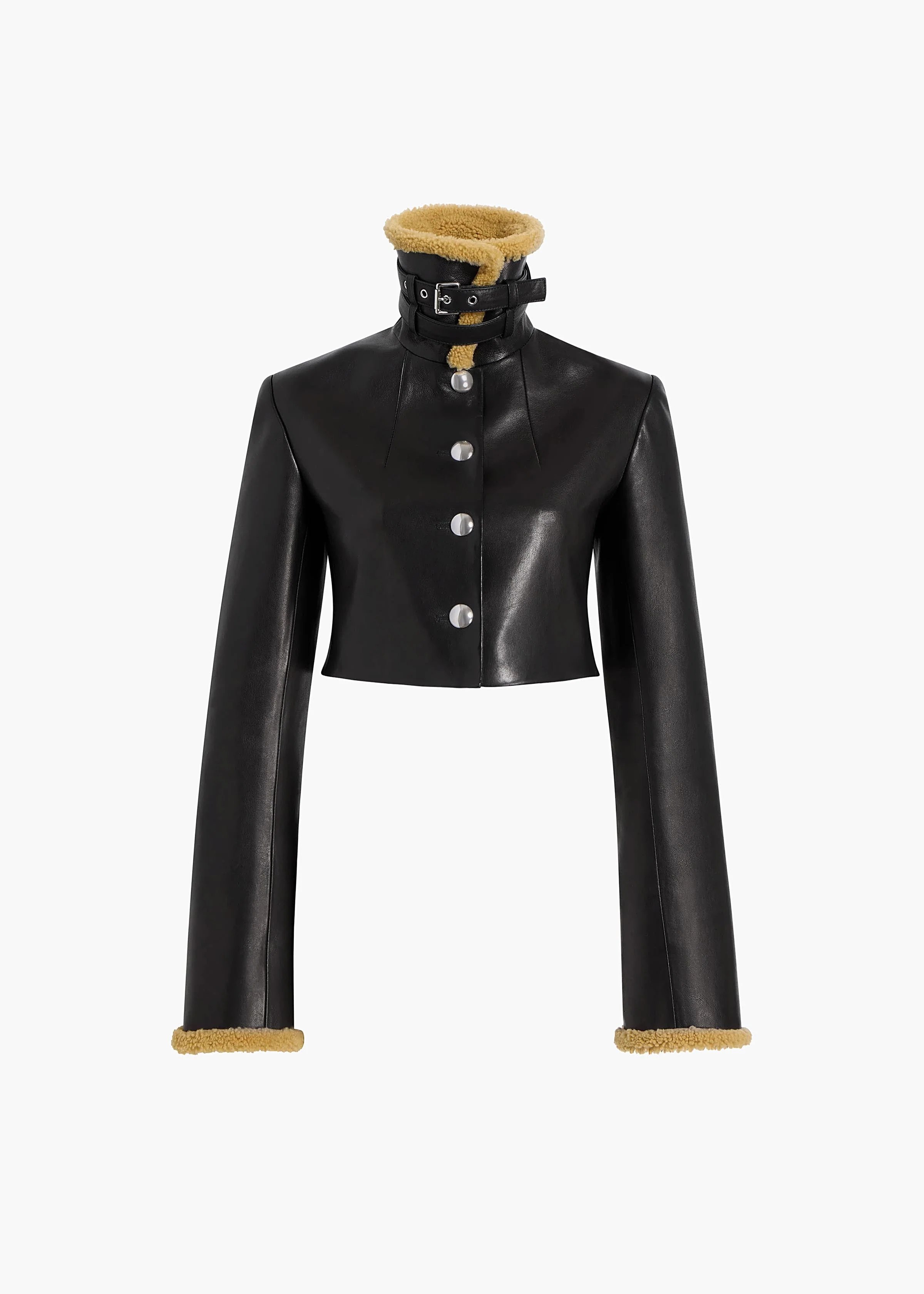Khaite - Jodie Jacket in Black Leather with Shearling