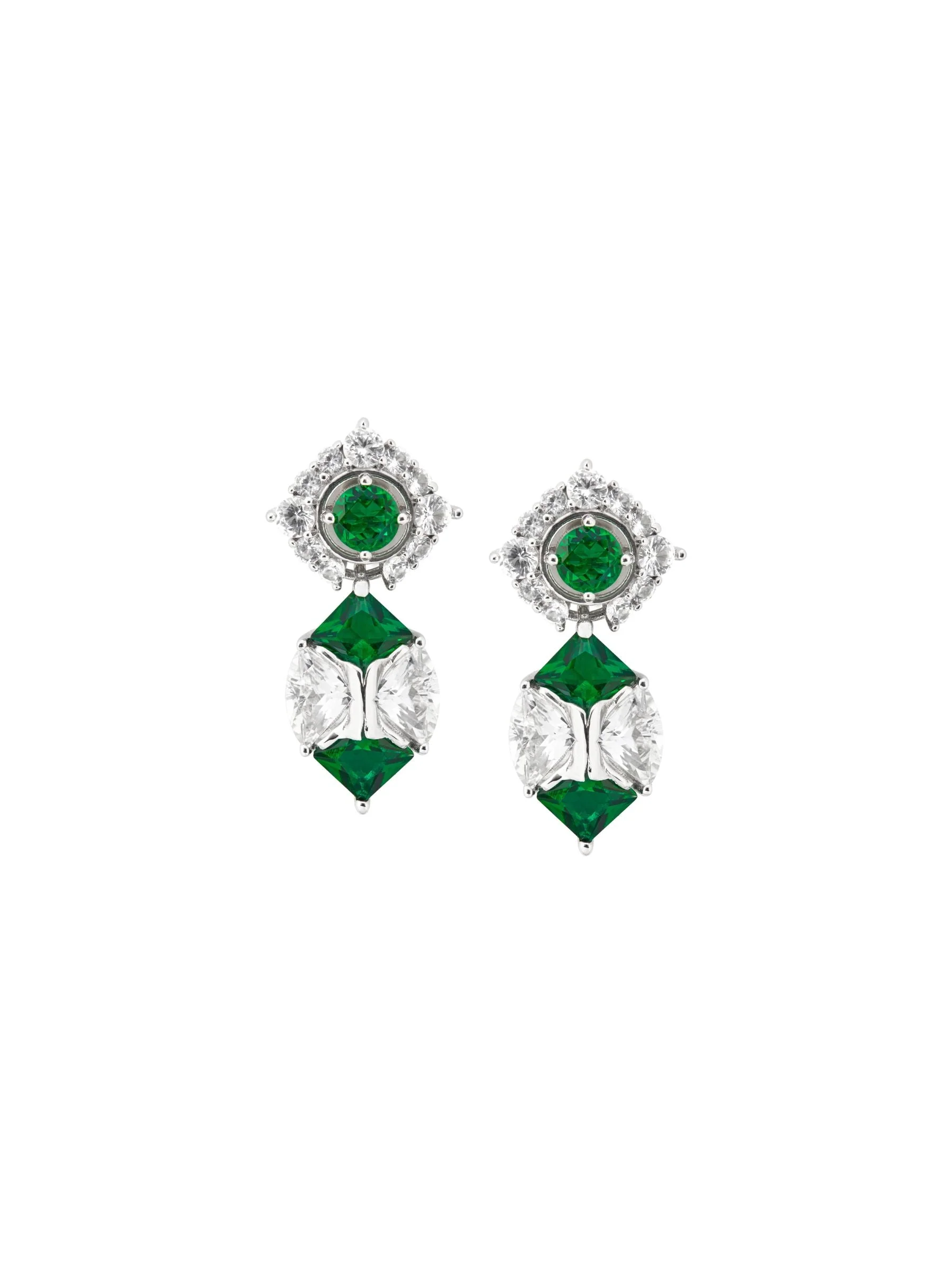 Dorsey - JOSEPHINE EARRINGS IN LAB WHITE SAPPHIRE AND LAB EMERALD