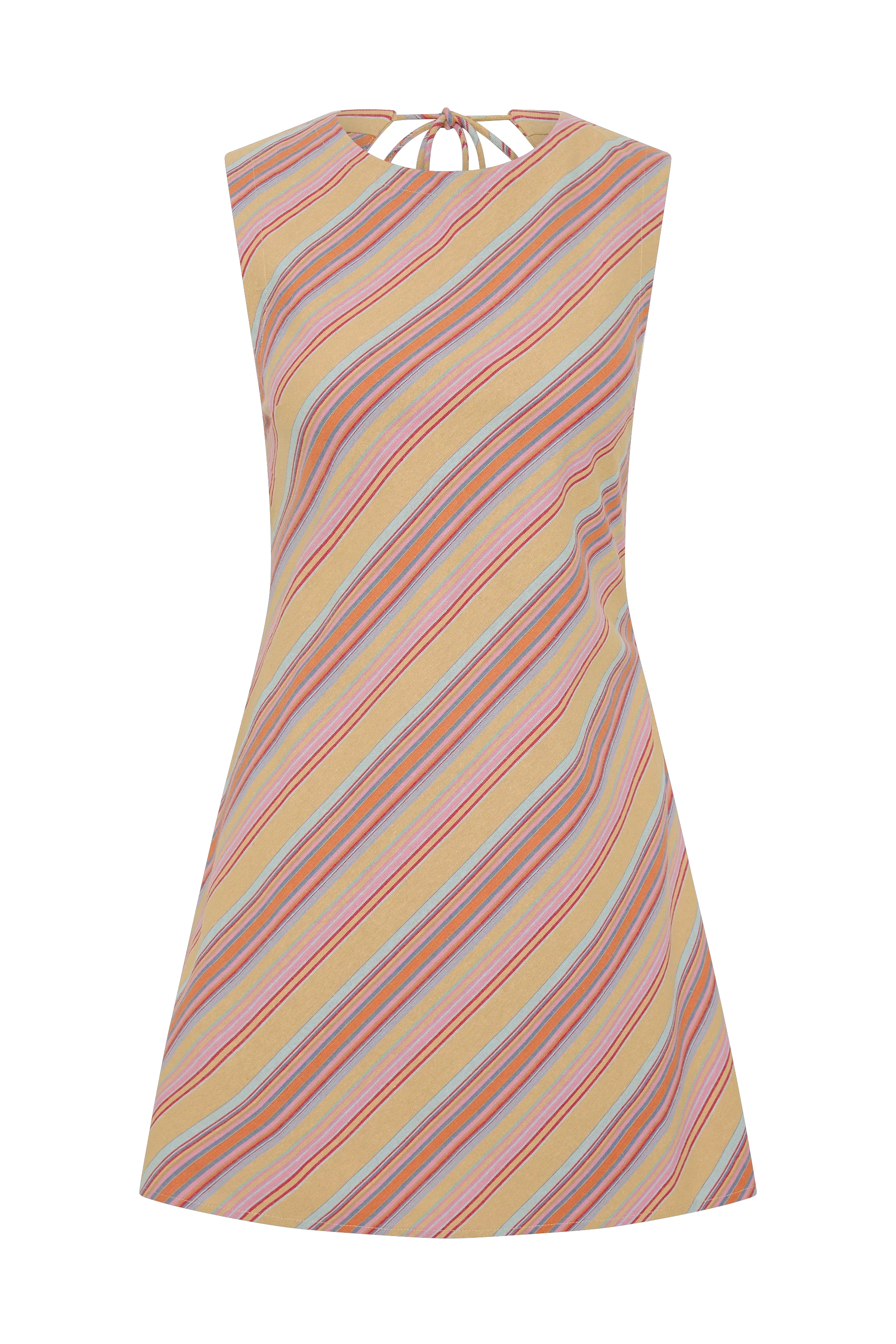 Faithfull - Julia Mini Dress Agua Stripe Mustard - Image 6