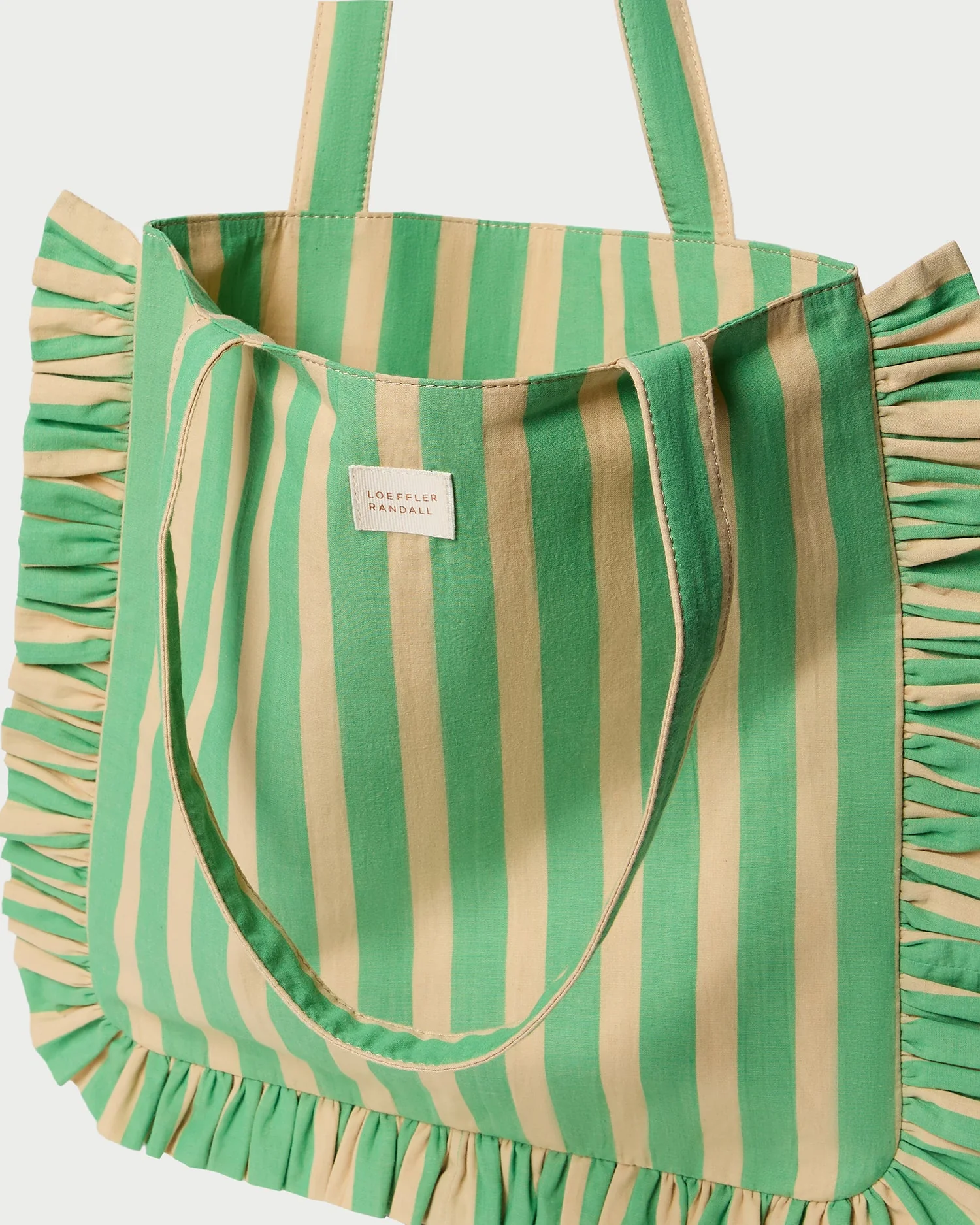 Loeffler Randall - Justine Green/Tan Stripe Tote Bag - Image 4