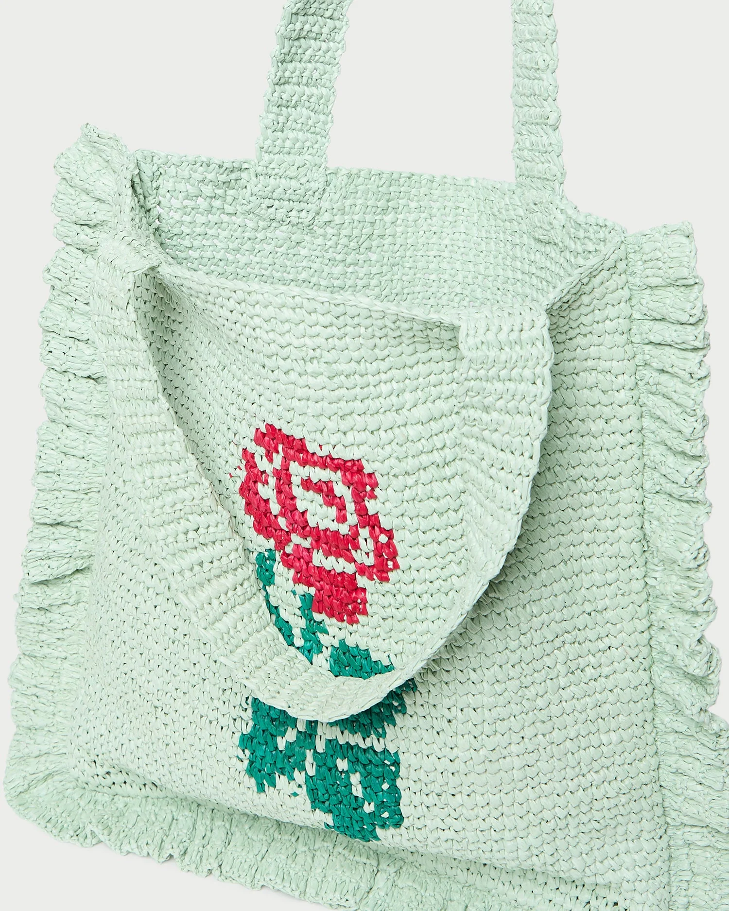 Loeffler Randall - Justine Mint Crochet Ruffle Tote - Image 4