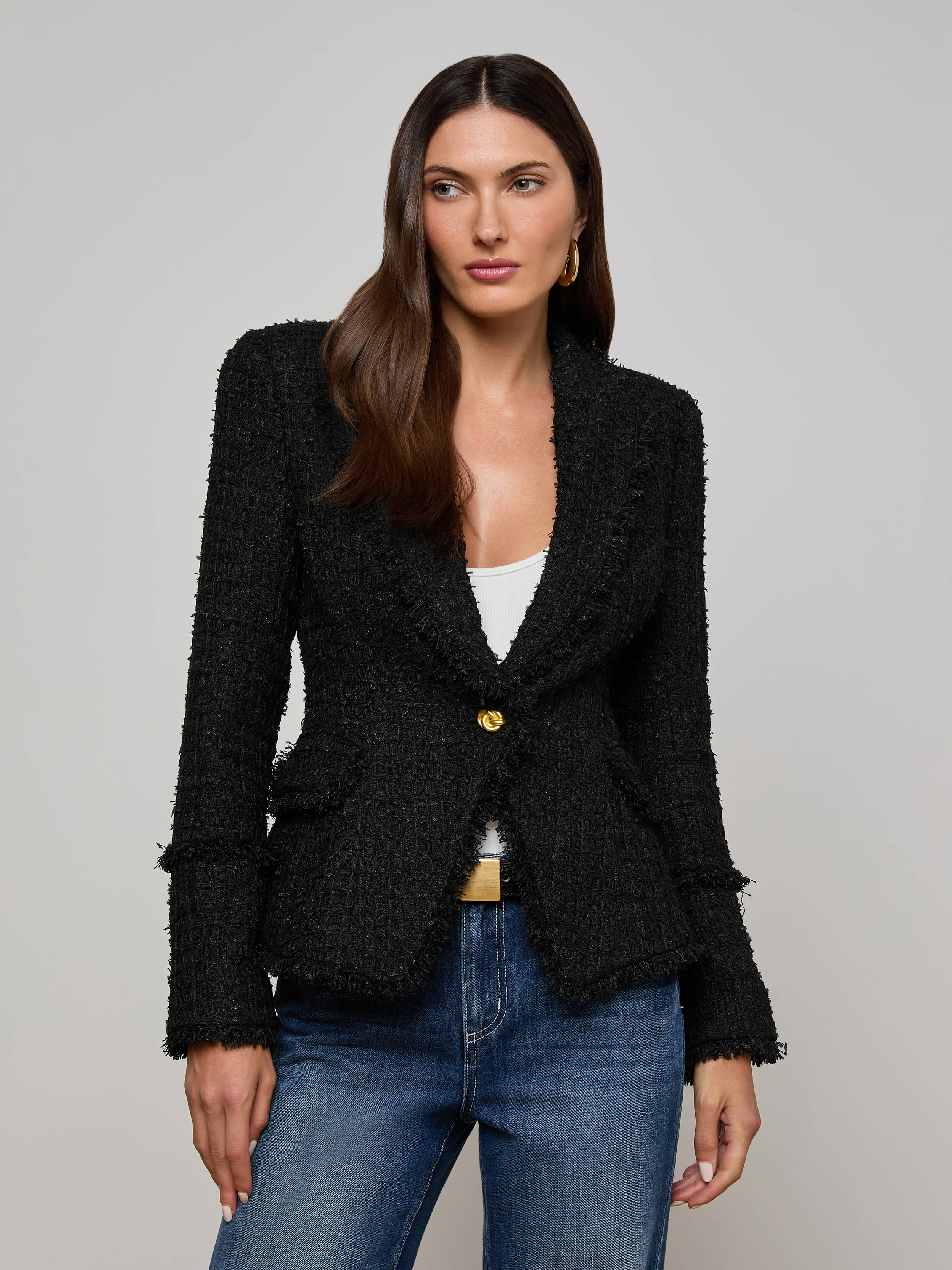 L'AGENCE - Kaisley Frayed Trim Blazer