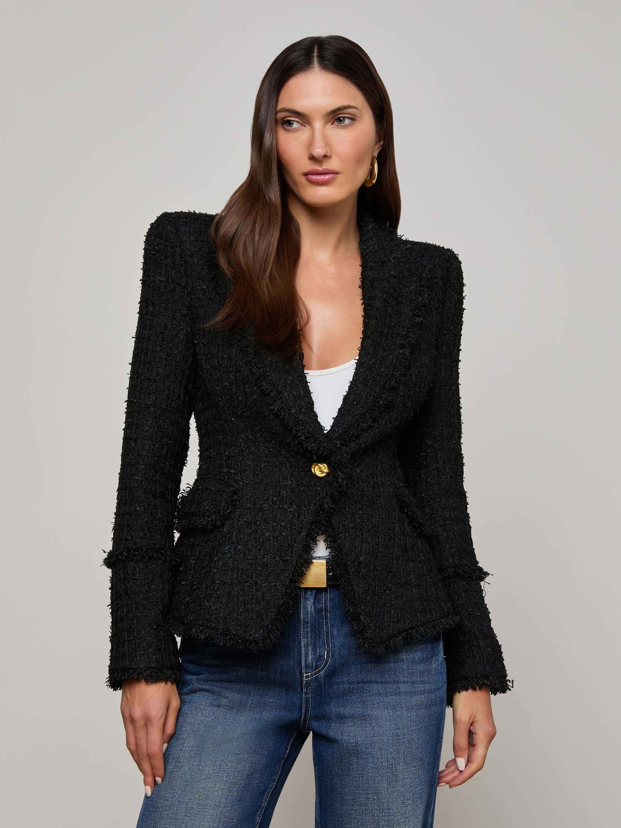 L'AGENCE - Kaisley Frayed Trim Blazer - Image 6
