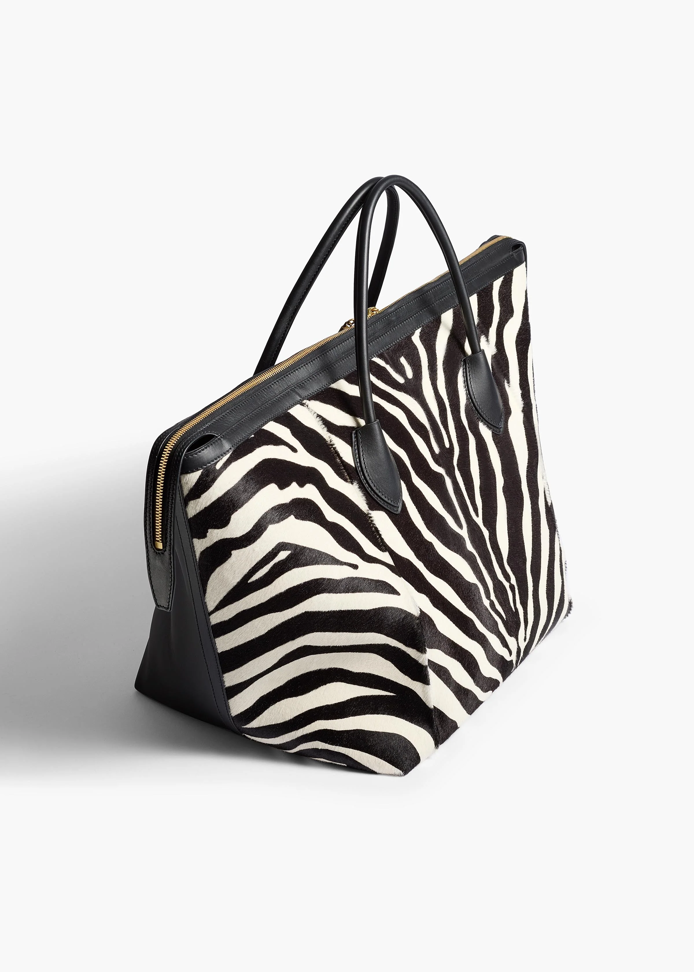 Khaite - Kasia Tote in Black Leather with Zebra Print Haircalf - Image 2