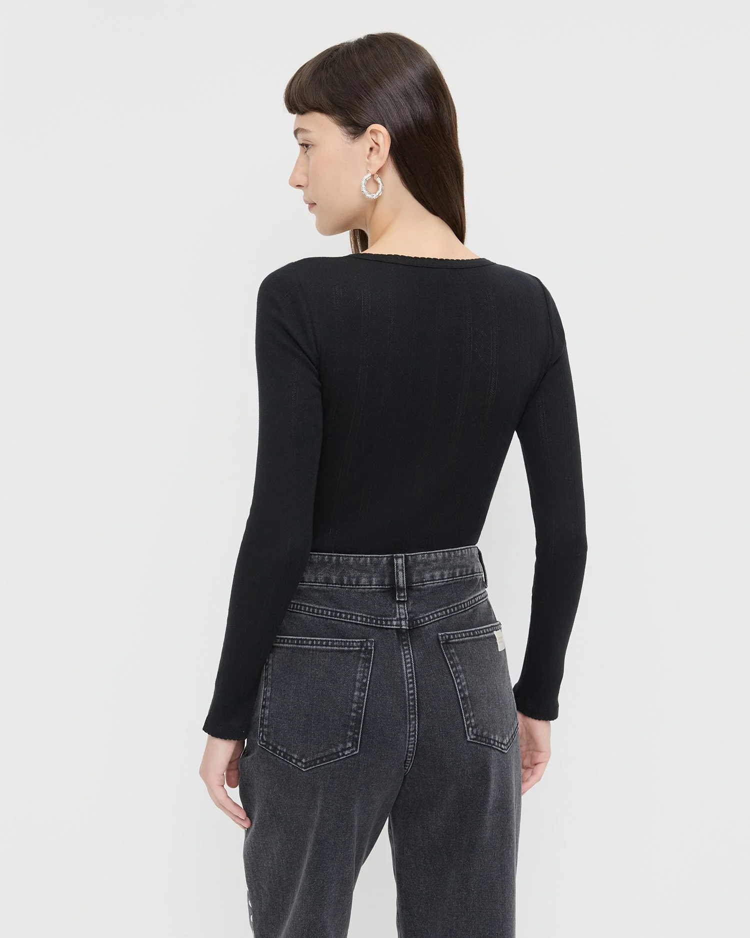Loeffler Randall - Kaya Pointelle Long - Sleeve Bodysuit - Image 3