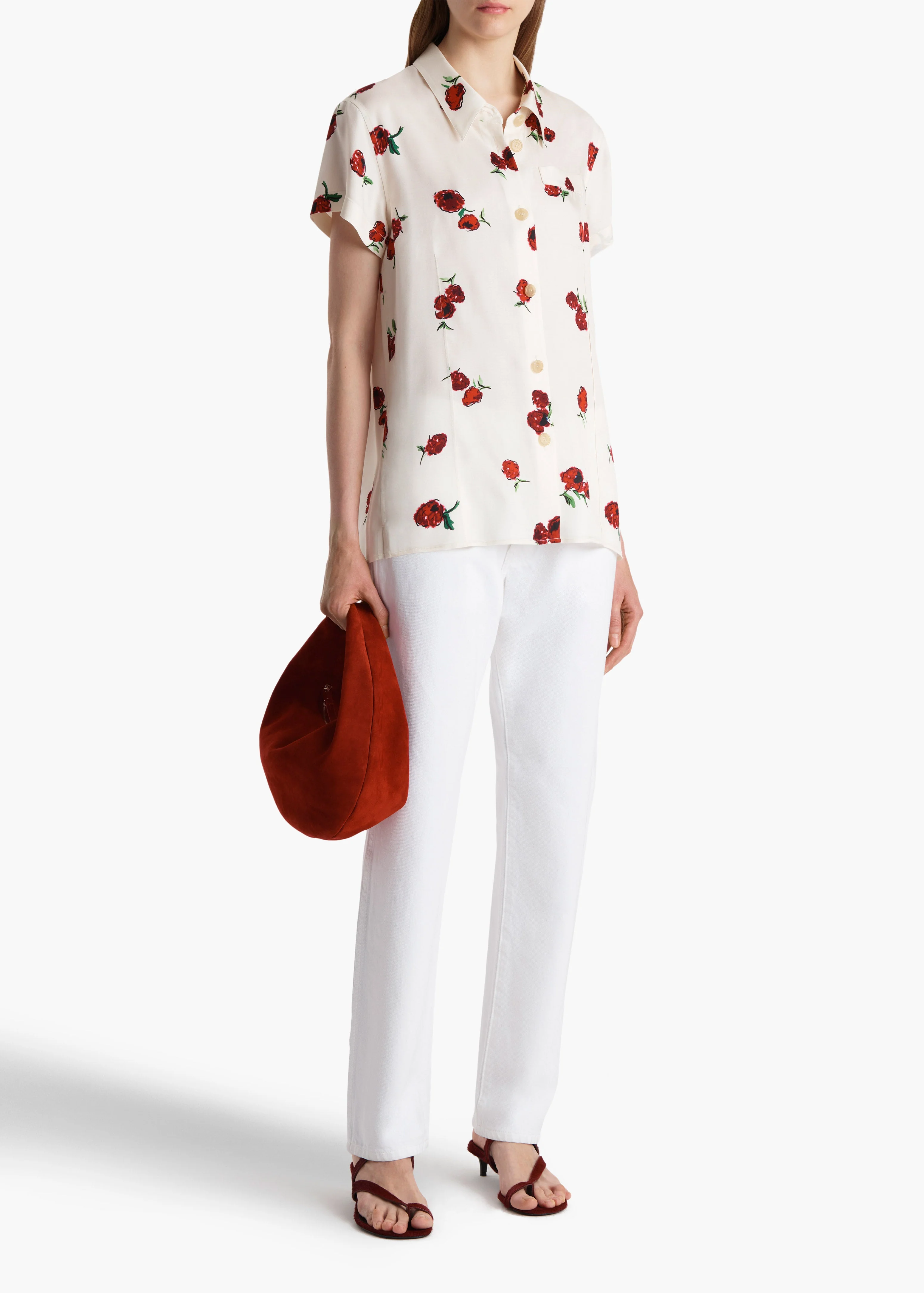 Khaite - Keefe Top in Cream with Raspberry Print - Image 2