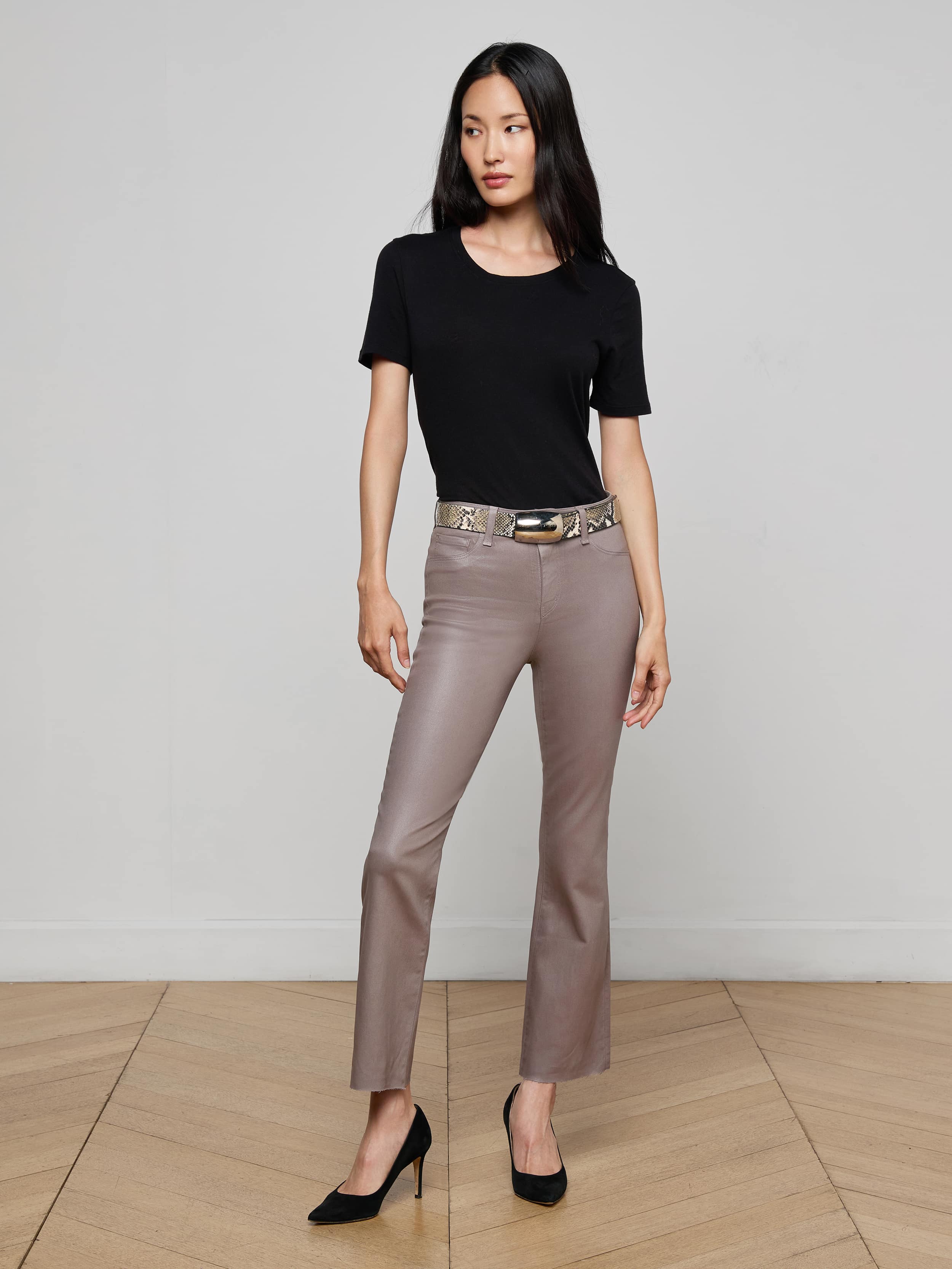 L'AGENCE - Kendra Coated Cropped Flare Jean - Image 8