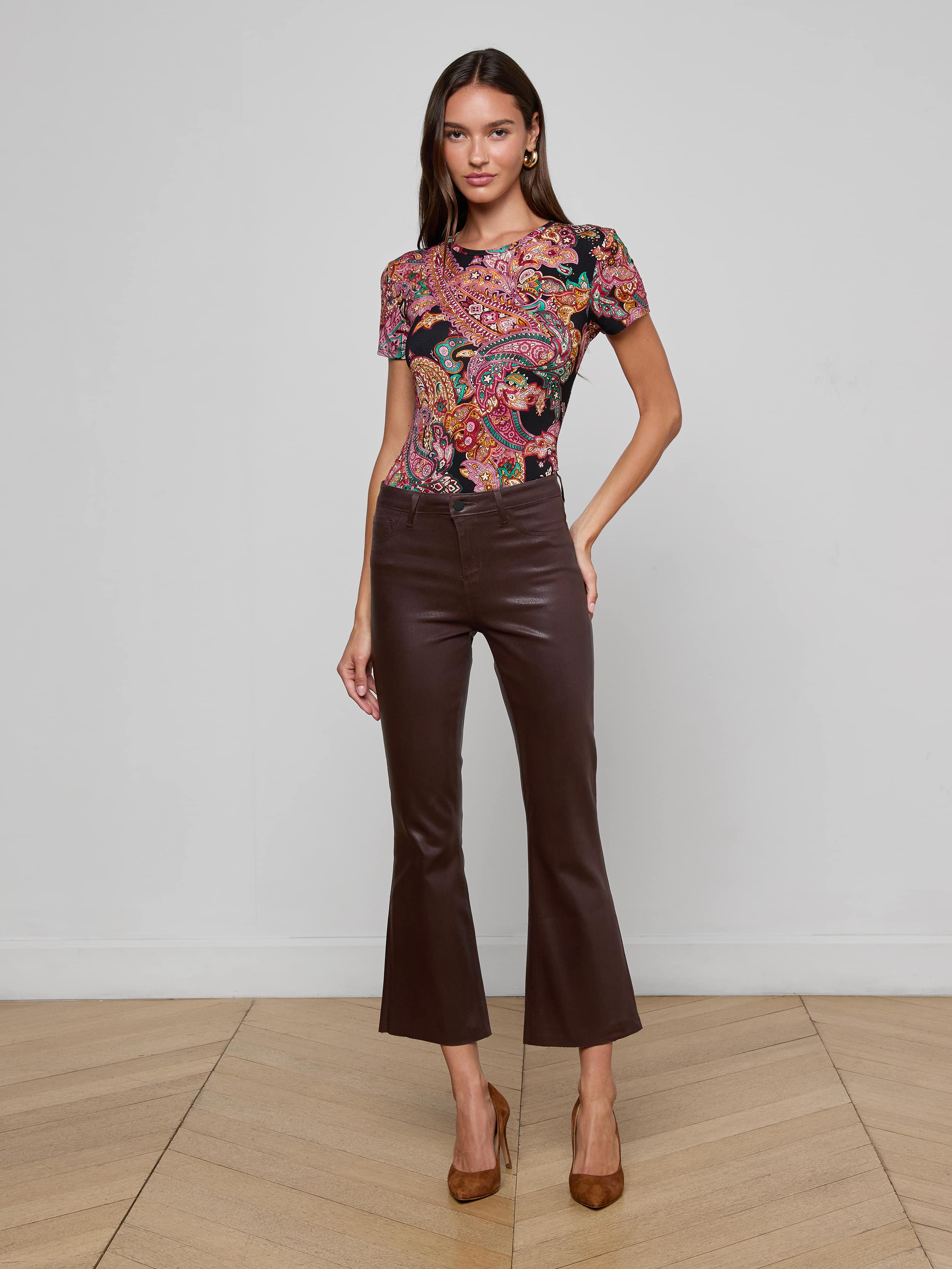 L'AGENCE - Kendra Coated Cropped Flare Jean - Image 7