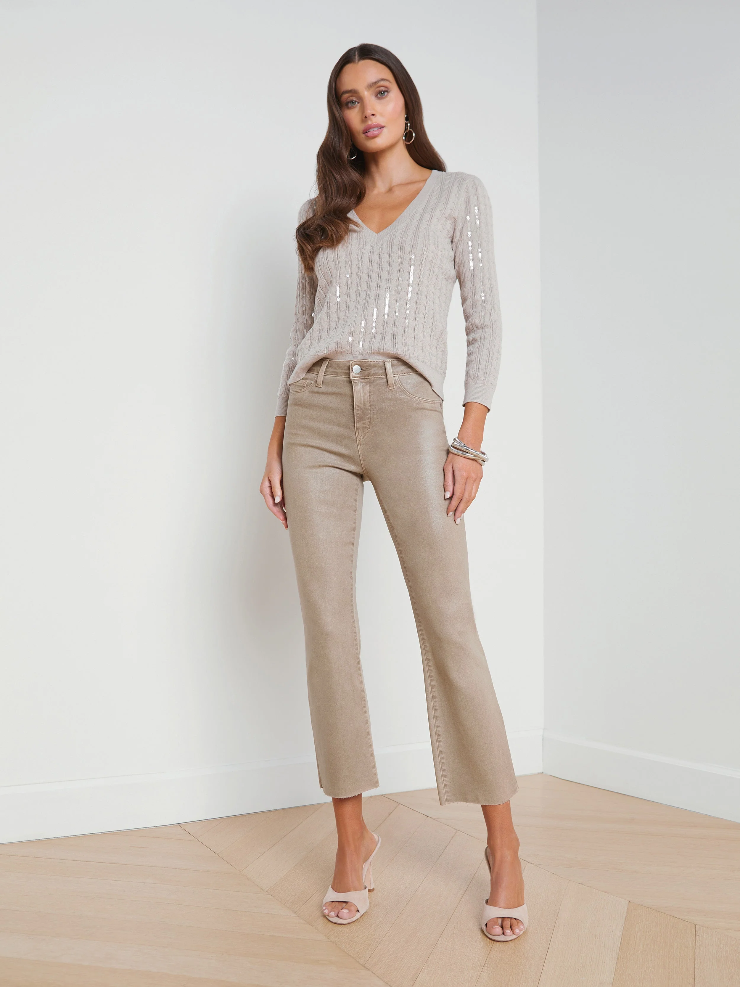 L'AGENCE - Kendra Coated Cropped Flare Jean