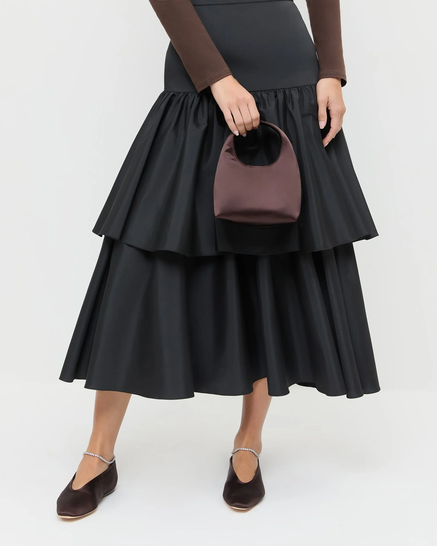 Loeffler Randall - Kenzie Chocolate Satin Mini Bag - Image 5