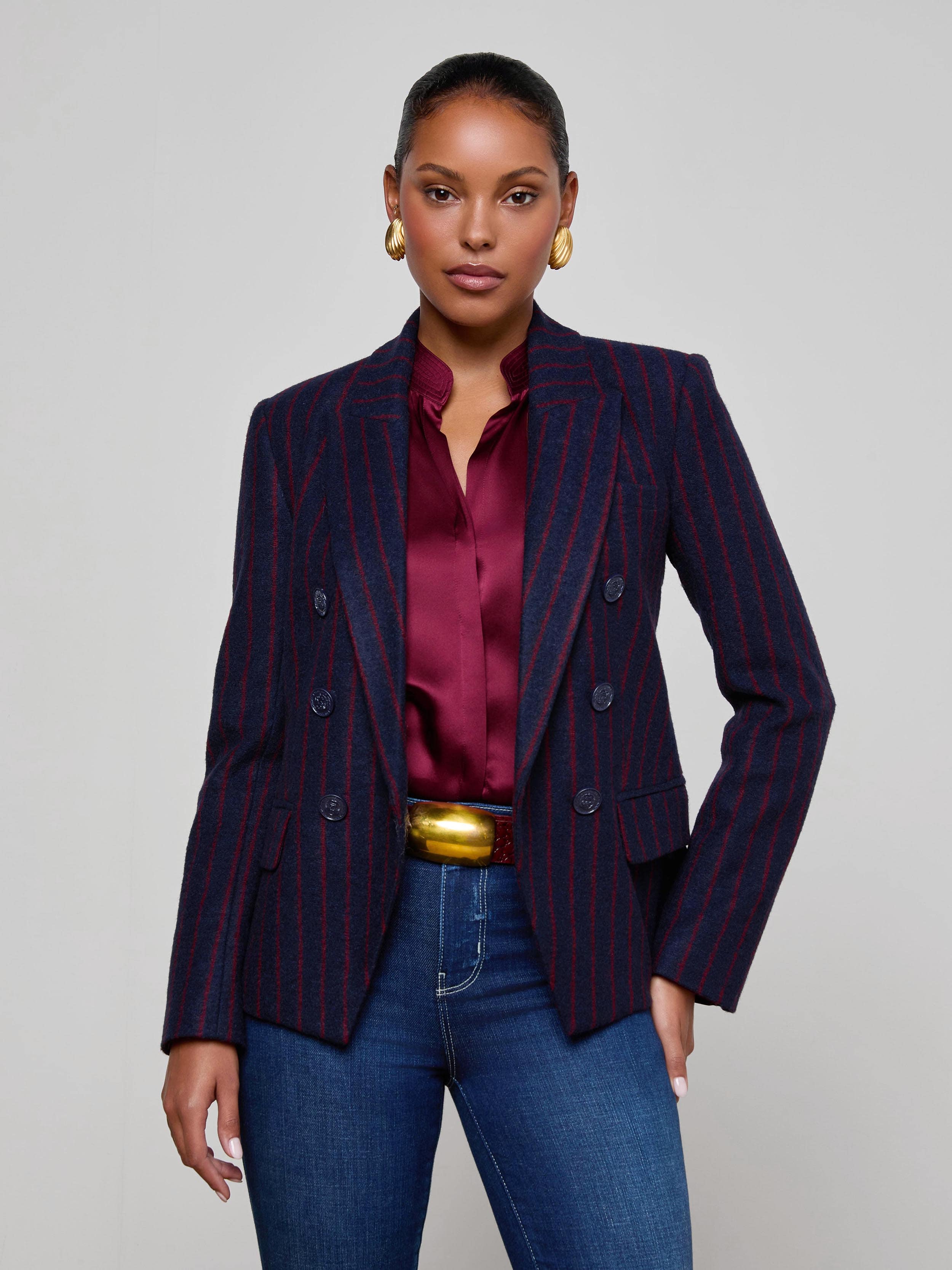 L'AGENCE - Kenzie Pinstriped Blazer