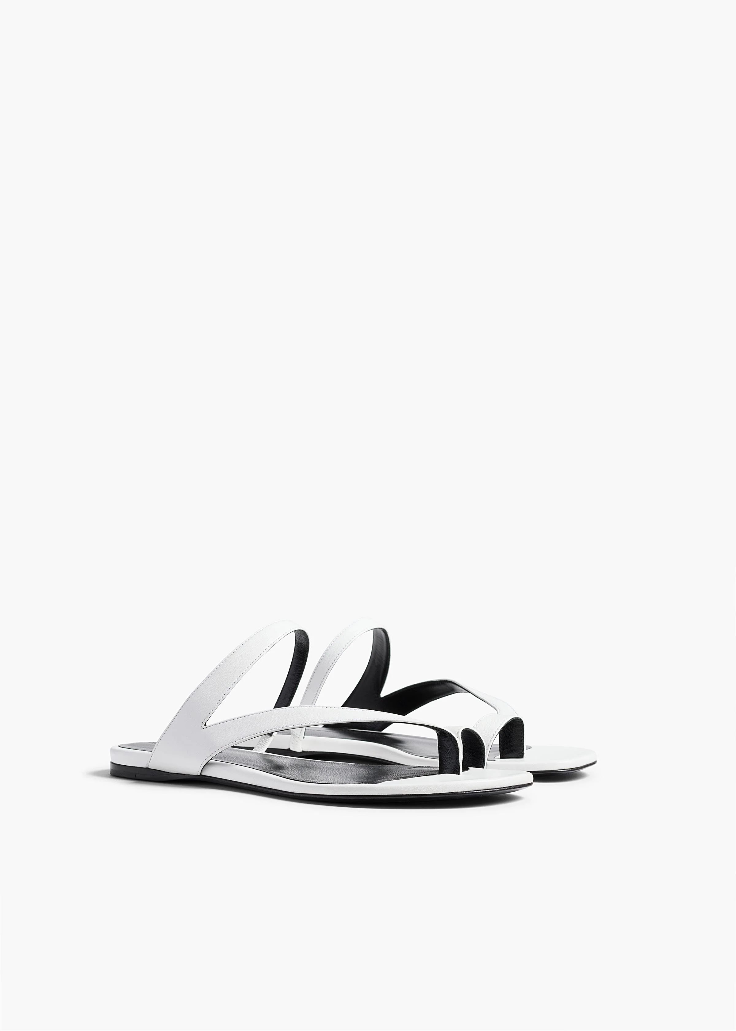 Khaite - Aimee Flat Sandal in Optic White Leather - Image 2