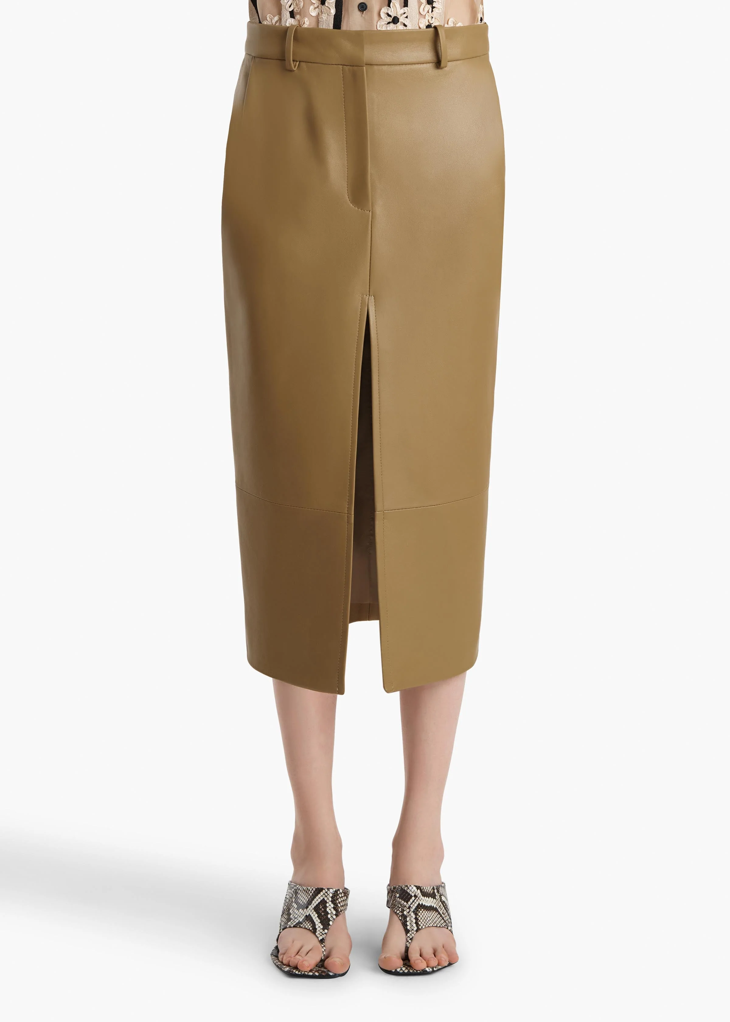 Khaite - Anden Skirt in Golden Ochre Leather - Image 3
