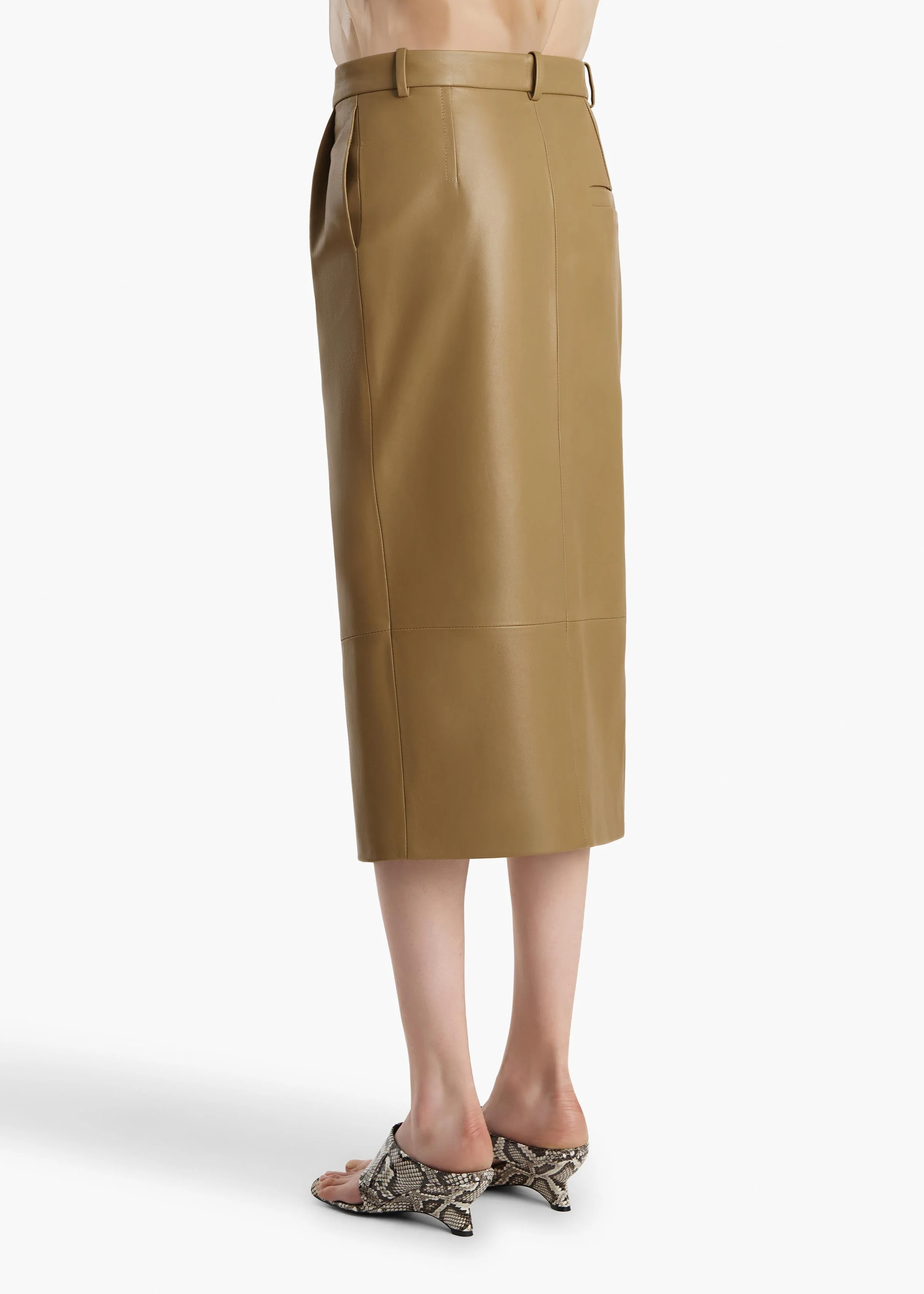 Khaite - Anden Skirt in Golden Ochre Leather - Image 4