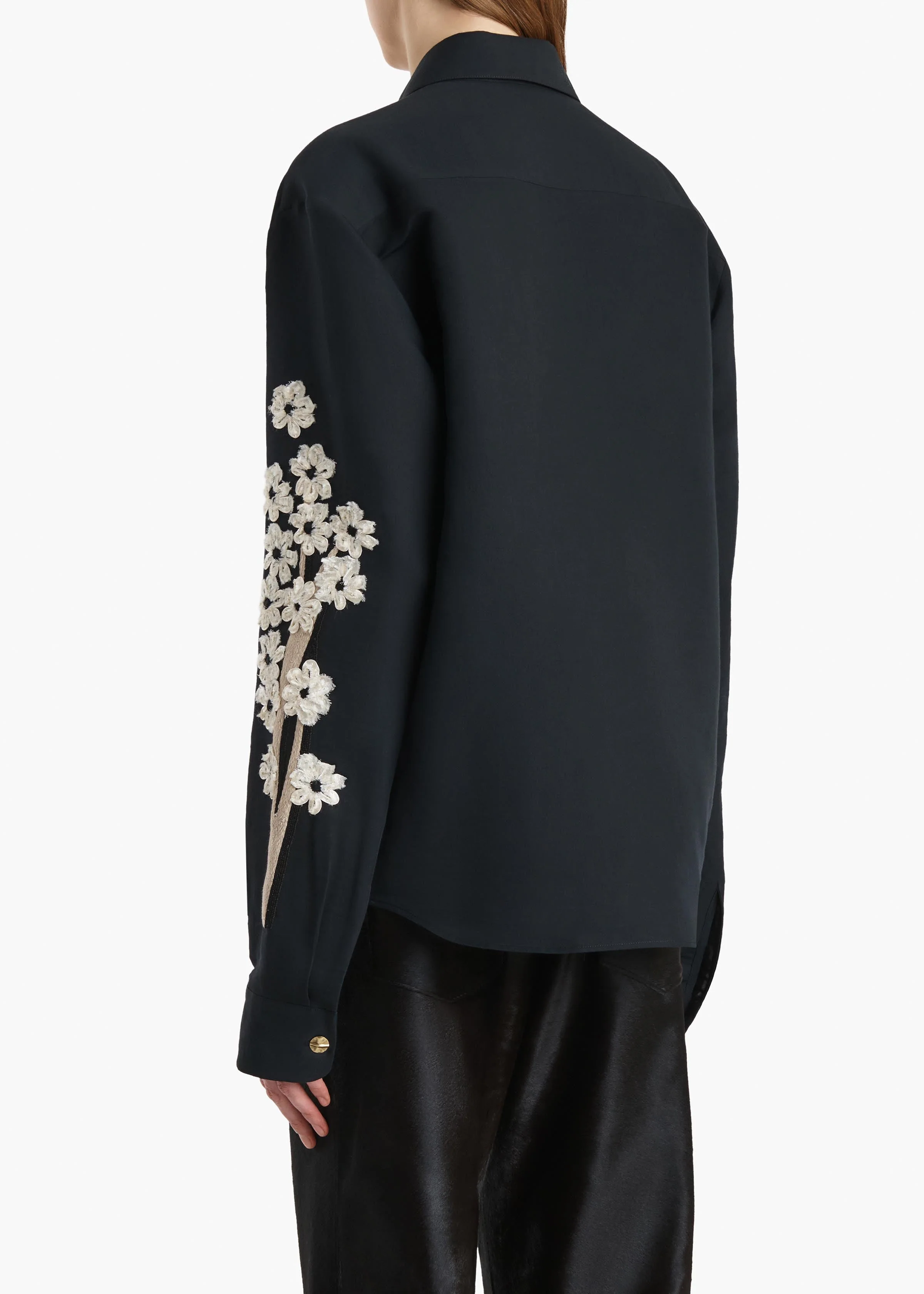 Khaite - Argo Top in Black with Floral Embroidery - Image 4