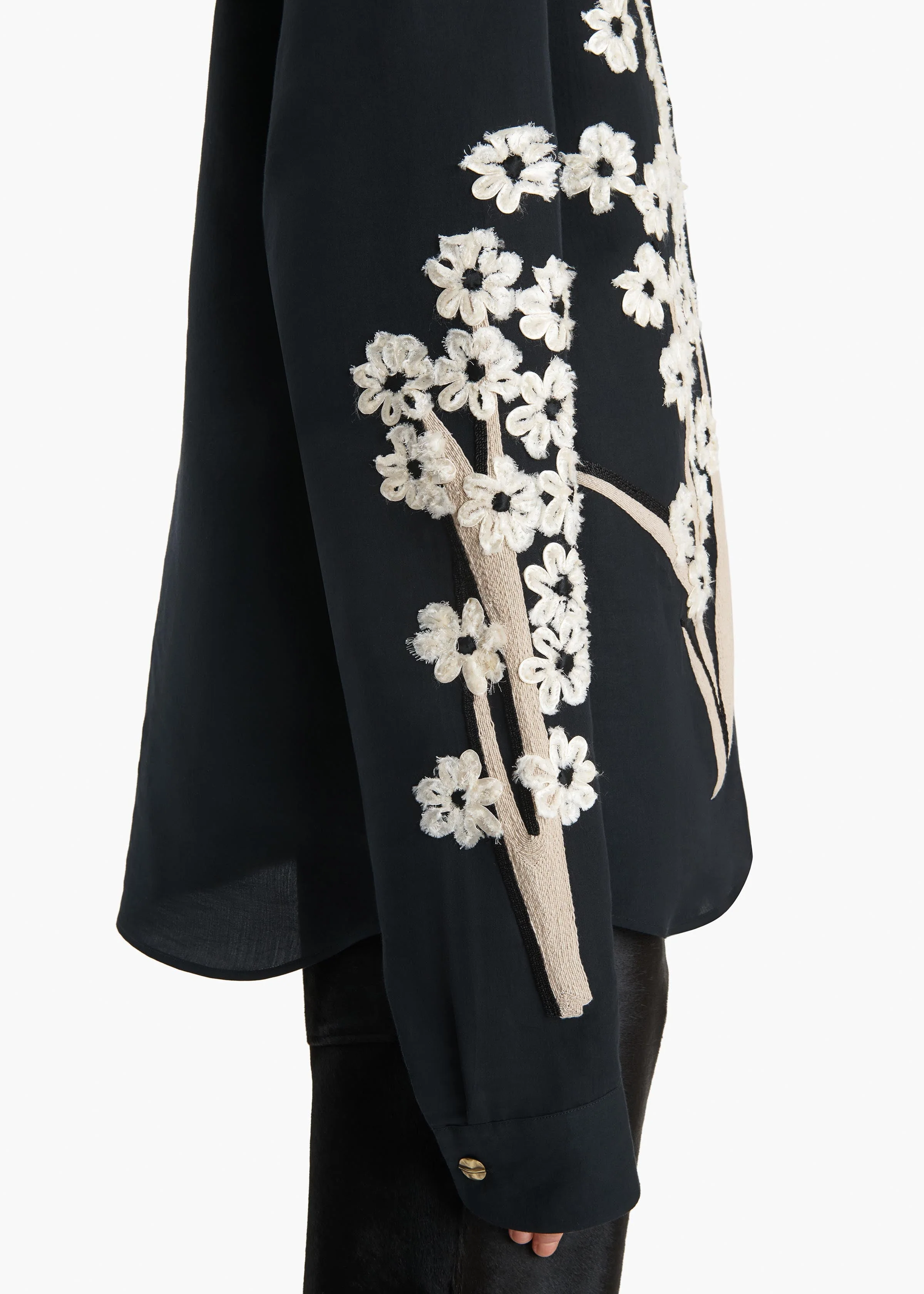 Khaite - Argo Top in Black with Floral Embroidery - Image 6
