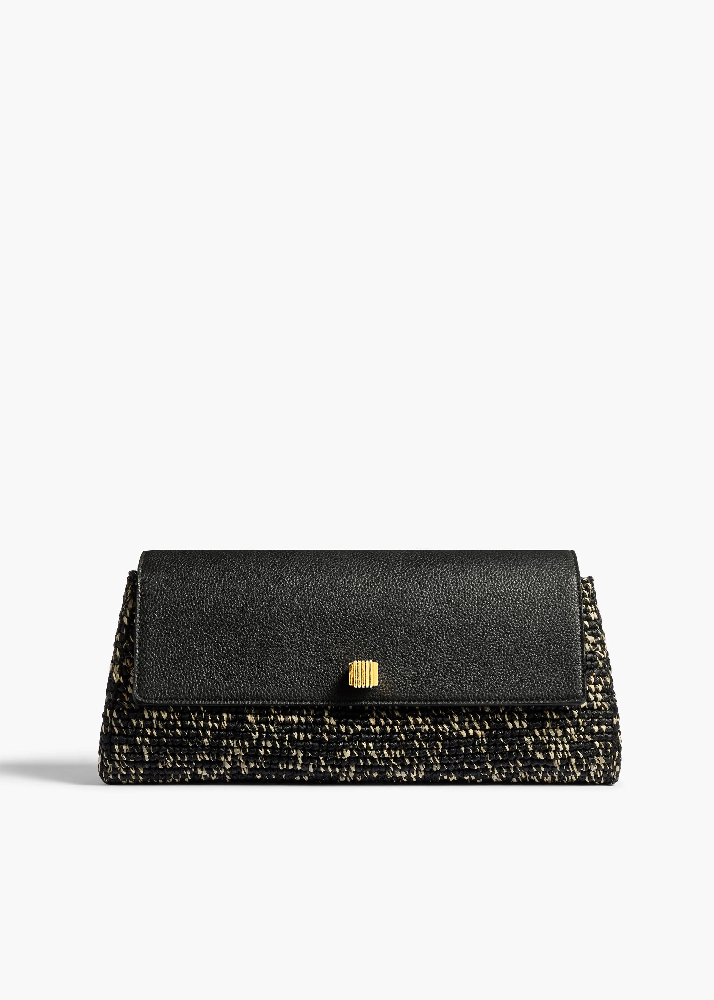 Khaite - Audrey Clutch in Black and White Marled Raffia