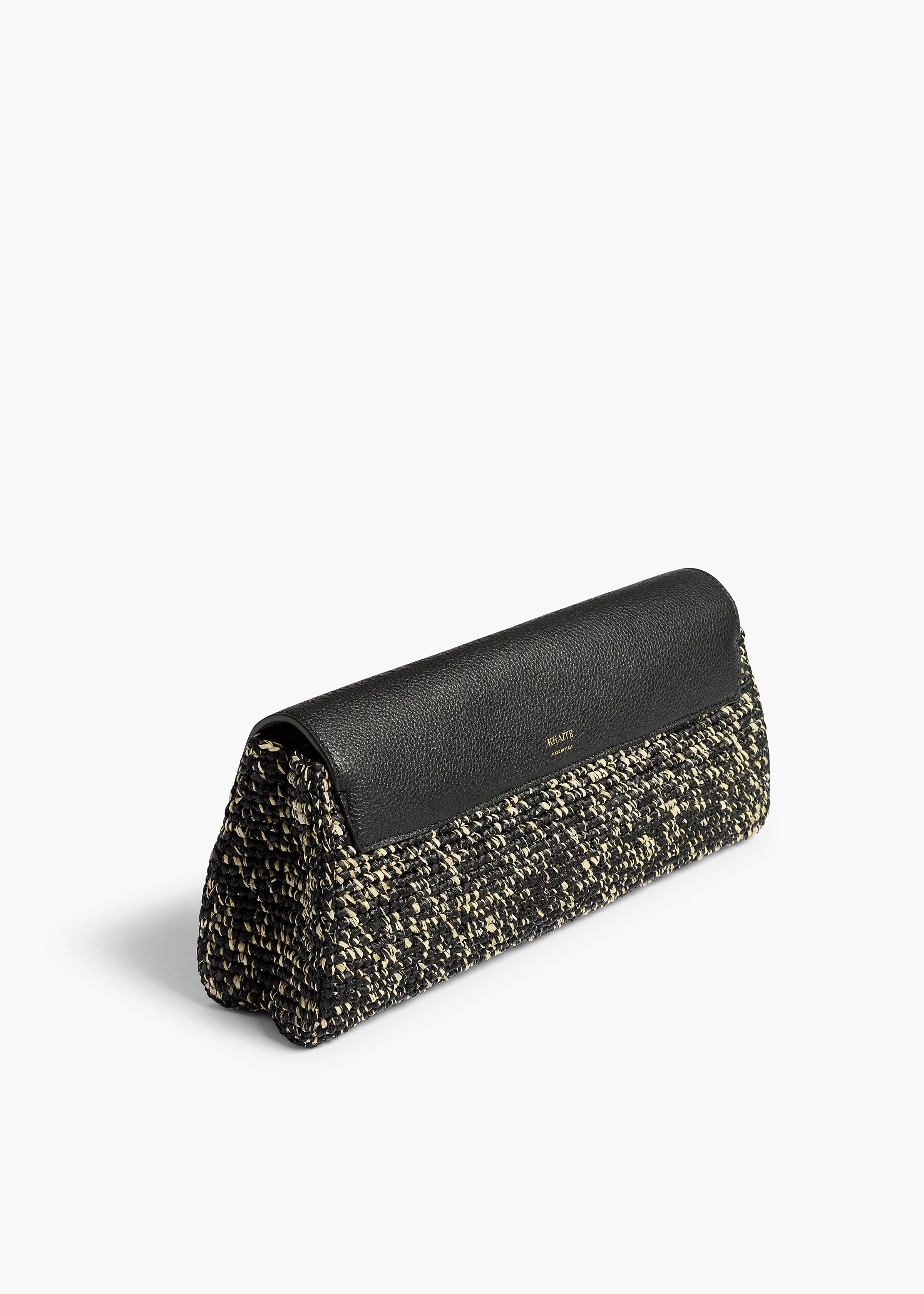 Khaite - Audrey Clutch in Black and White Marled Raffia - Image 2