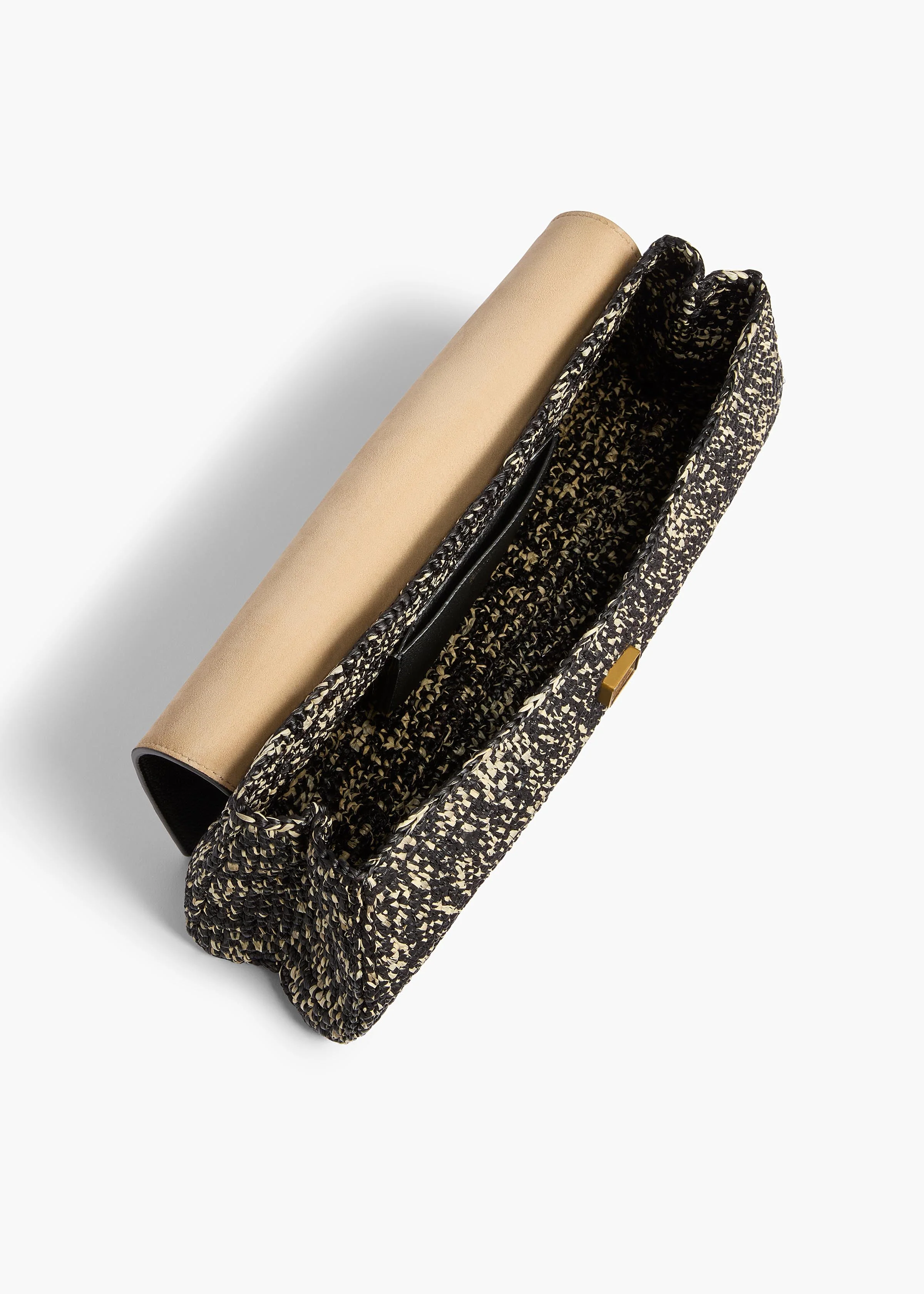 Khaite - Audrey Clutch in Black and White Marled Raffia - Image 3