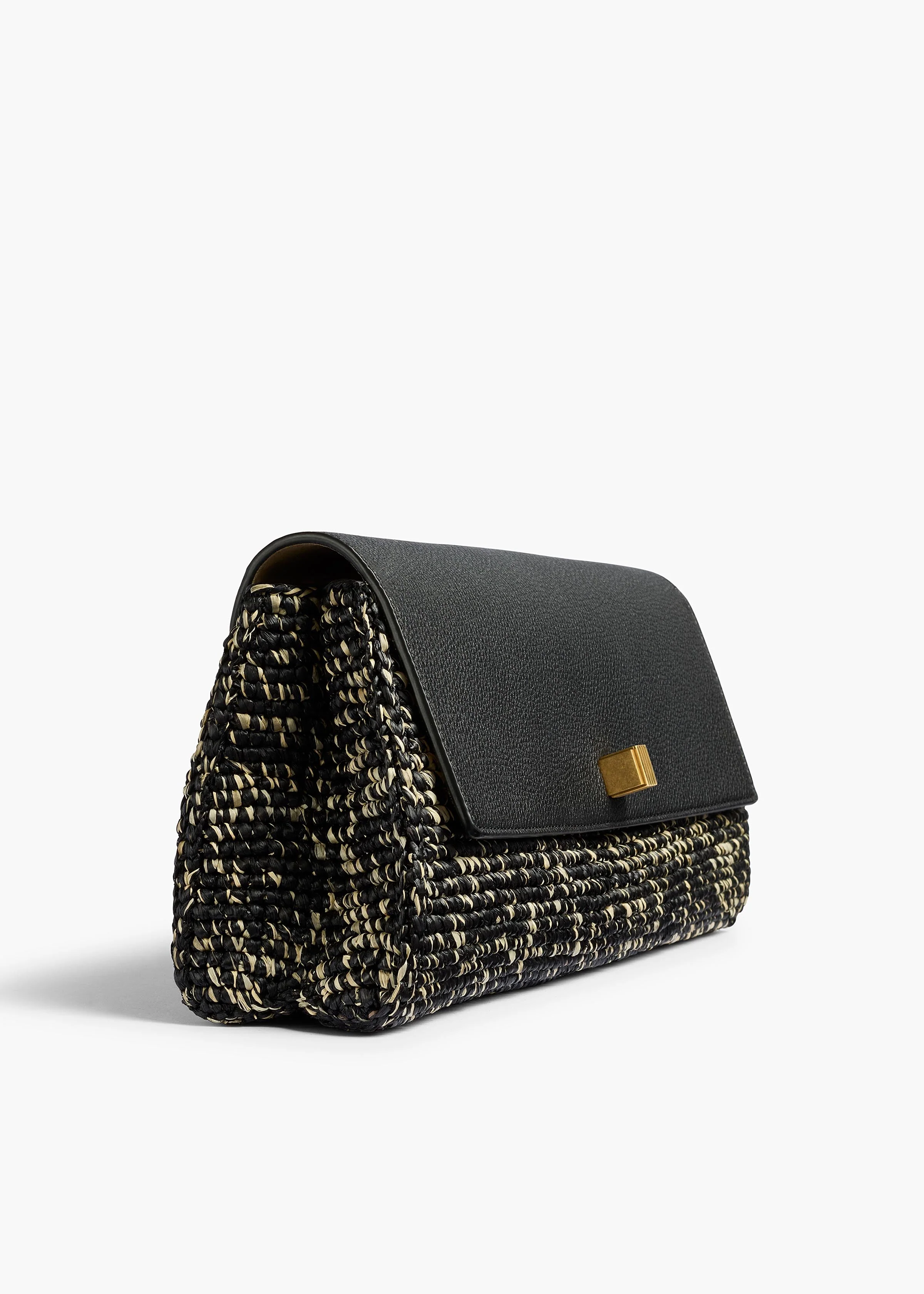 Khaite - Audrey Clutch in Black and White Marled Raffia - Image 4