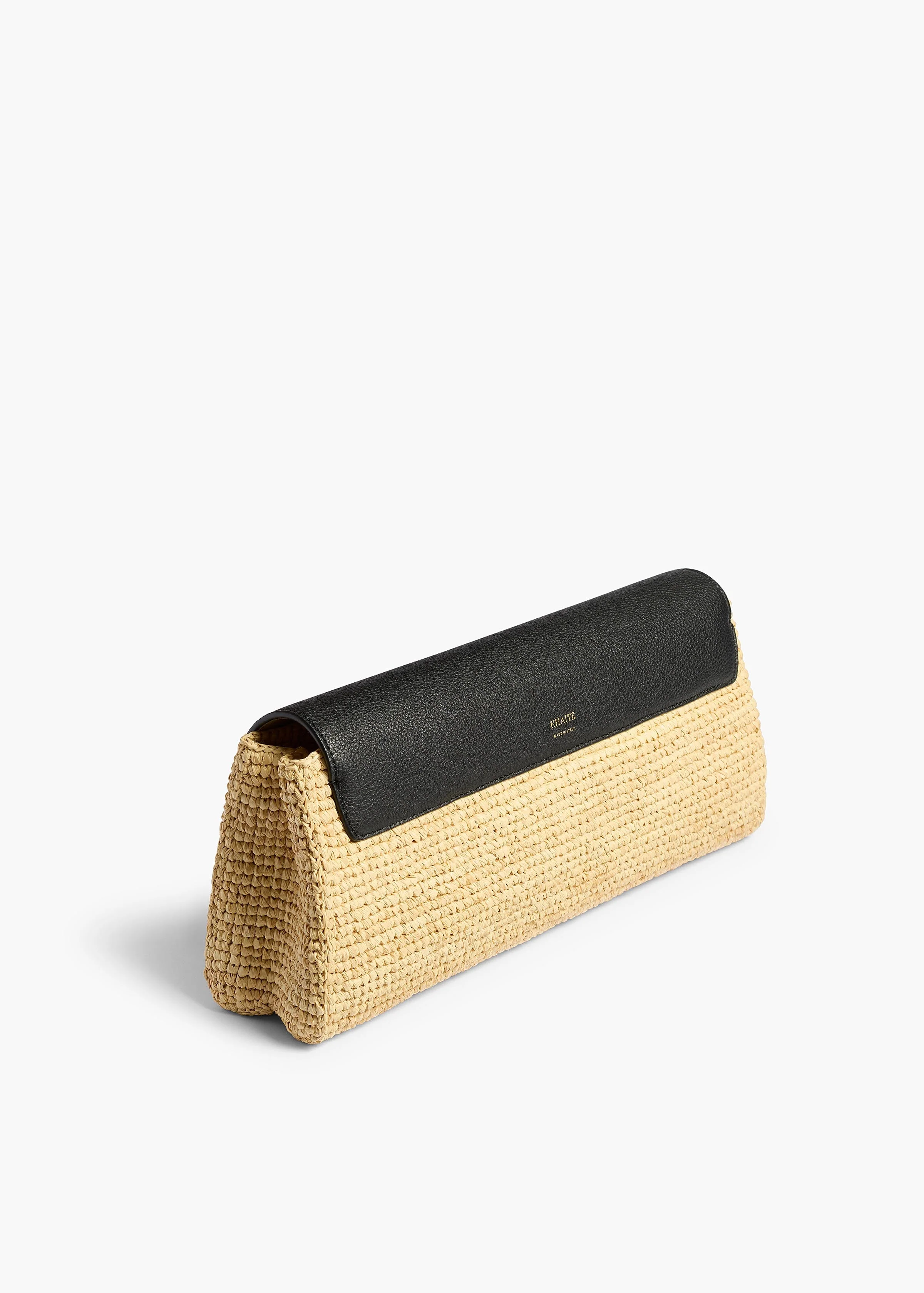 Khaite - Audrey Clutch in Black Leather and Natural Raffia - Image 2