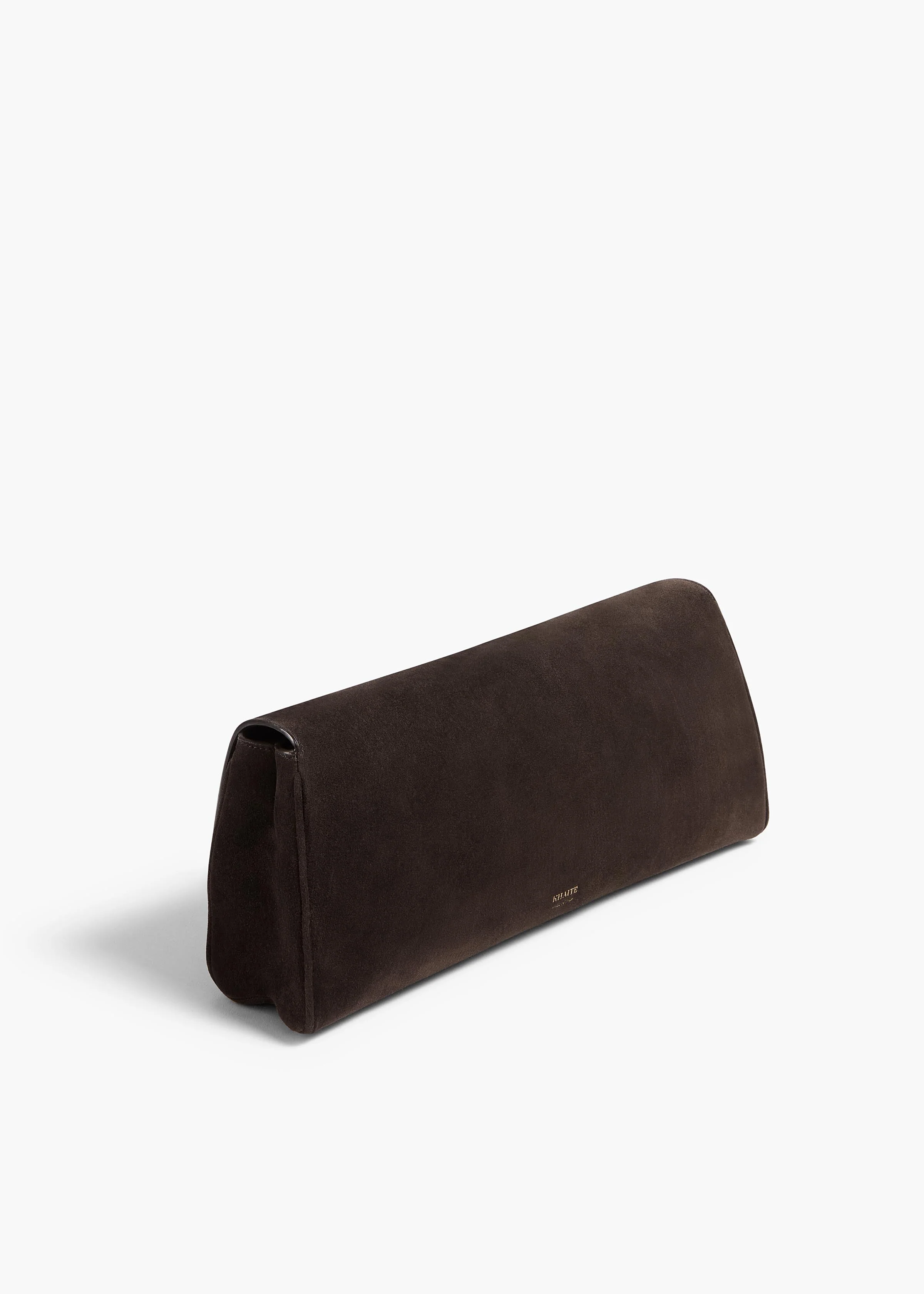 Khaite - Audrey Clutch in Dark Brown Suede - Image 2