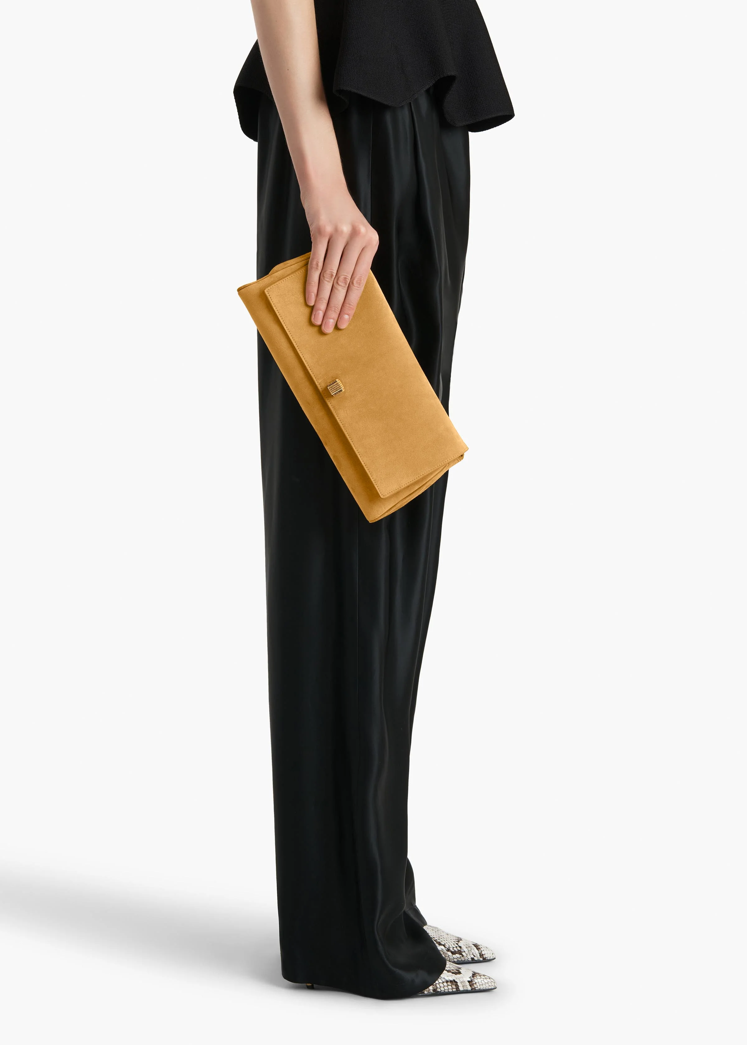 Khaite - Audrey Clutch in Goldenrod Suede - Image 5