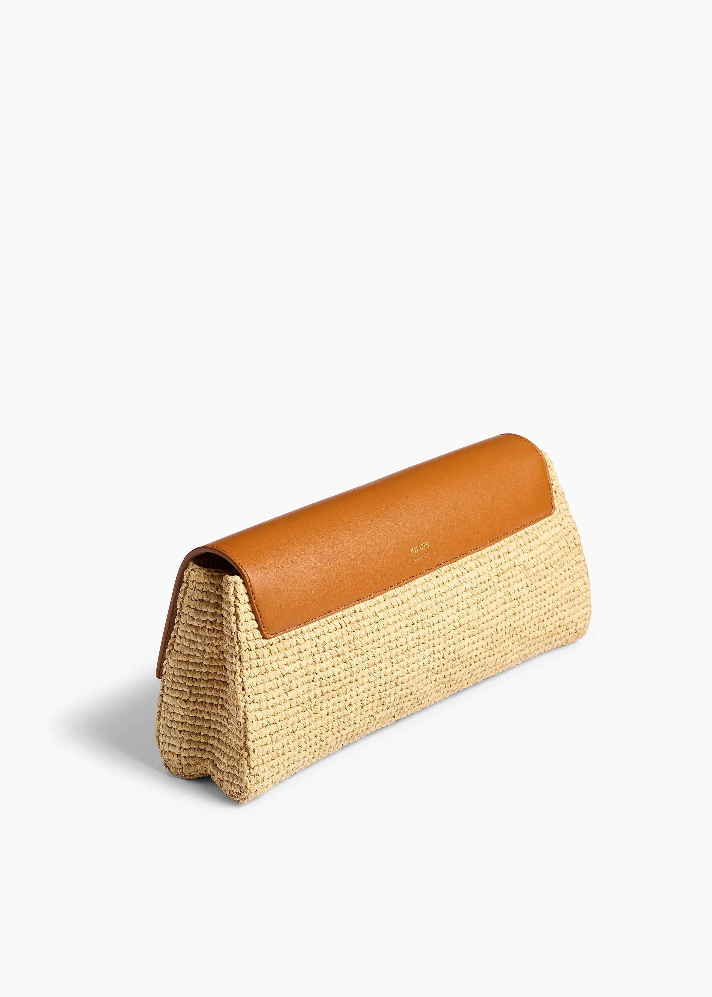 Khaite - Audrey Clutch in Tan Leather and Natural Raffia - Image 2