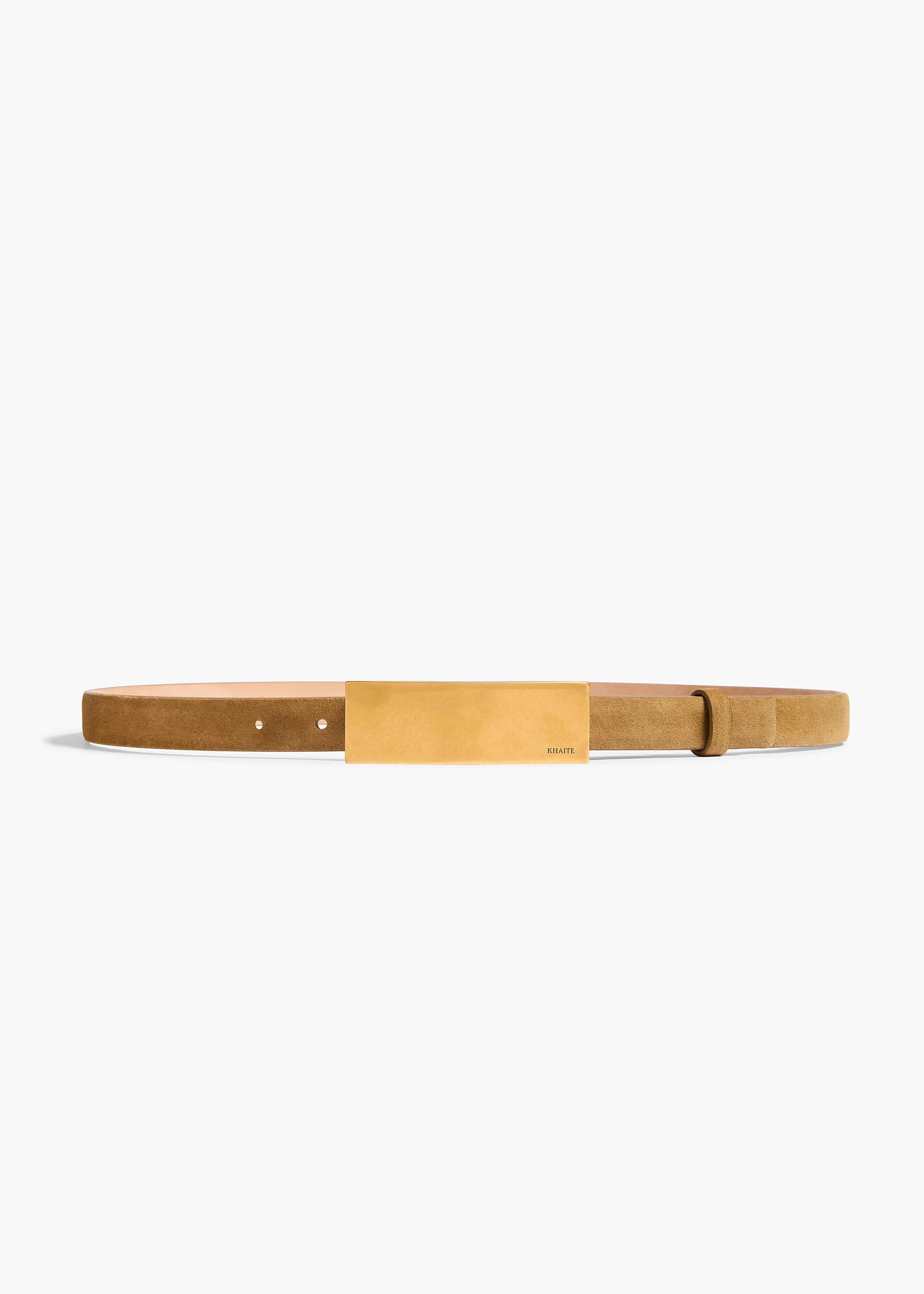 Khaite - Berlin Belt in Mud Suede with Antique Gold