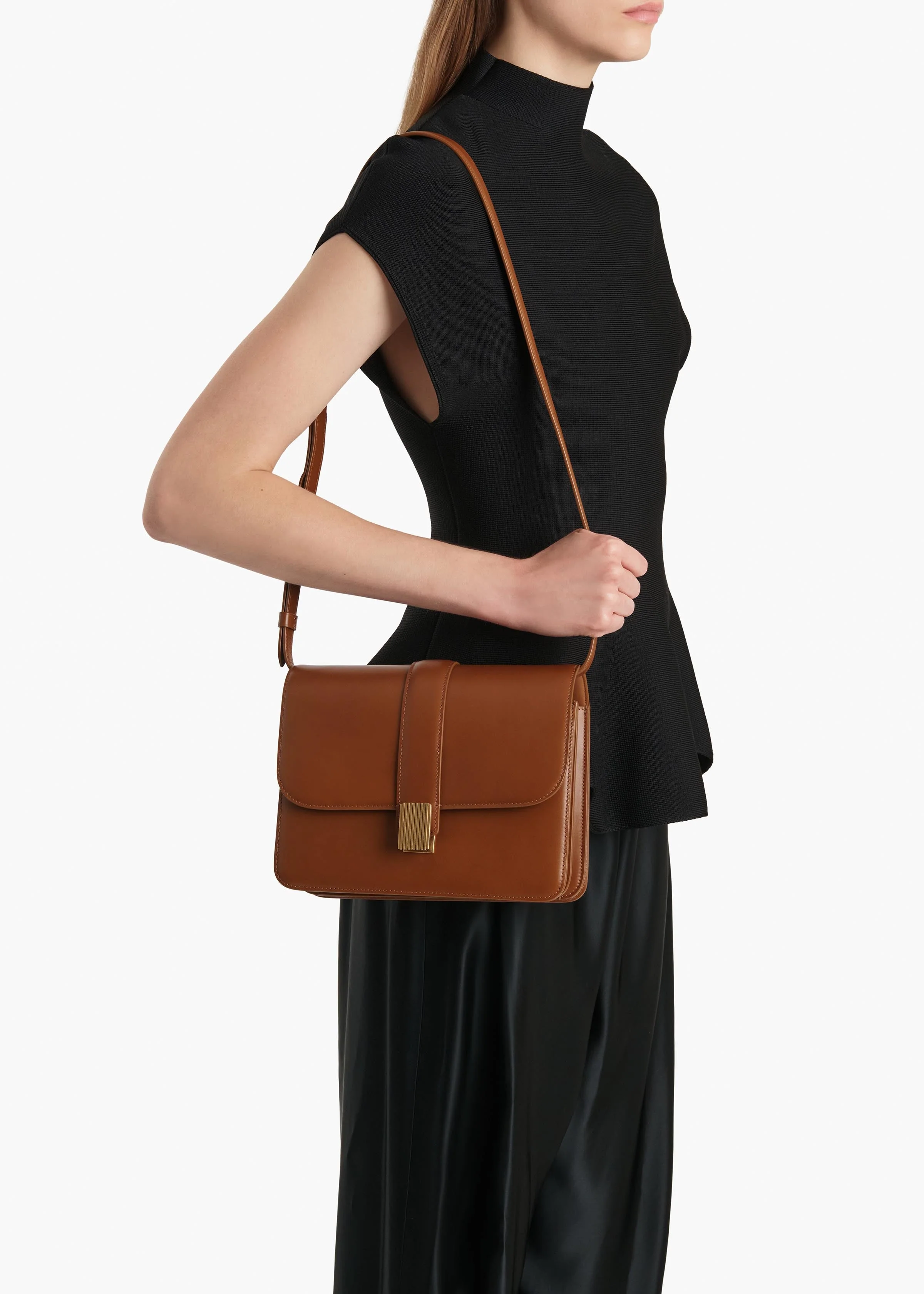 Khaite - Blake Crossbody Bag in Dark Honey Leather - Image 5