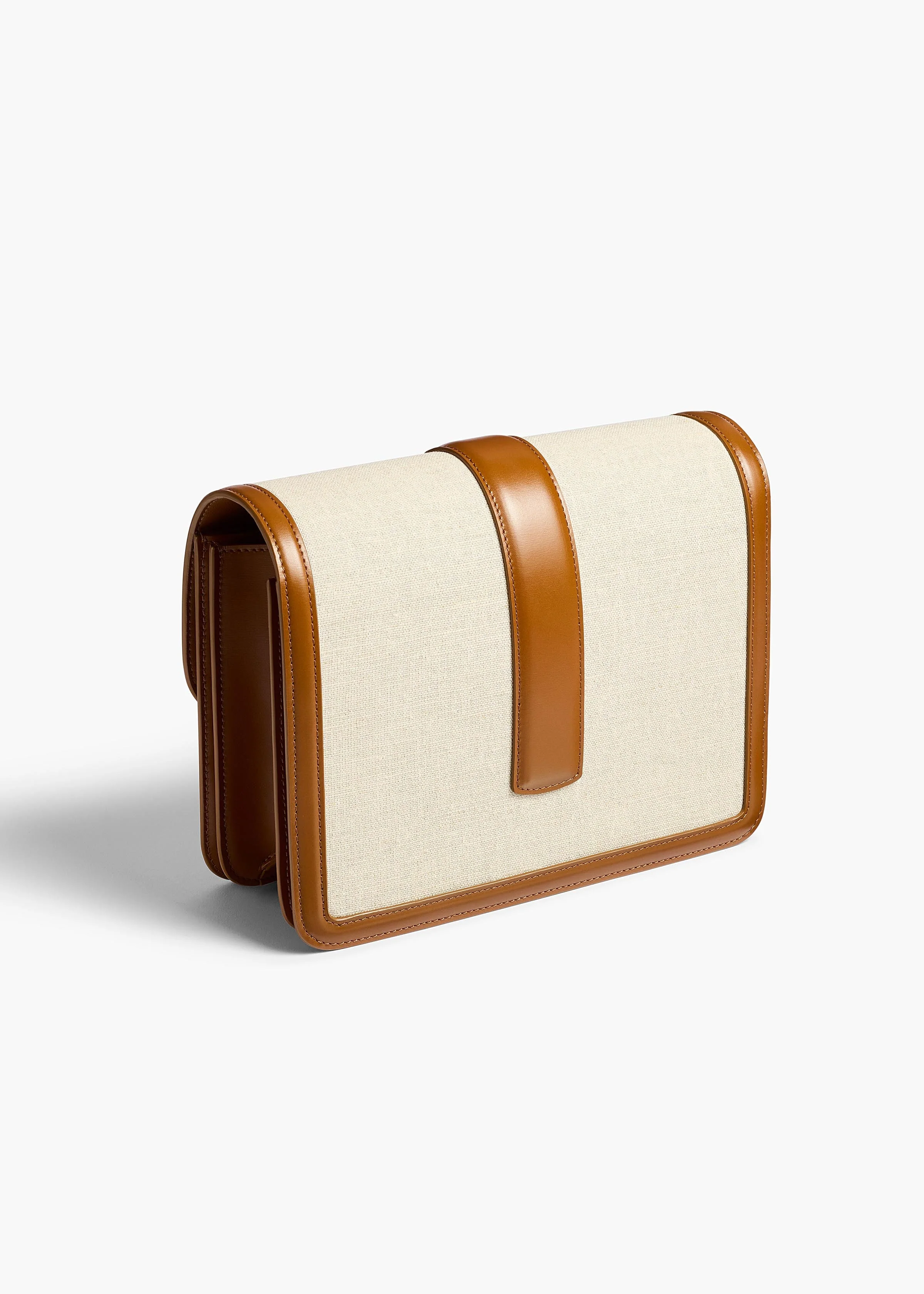 Khaite - Blake Crossbody Bag in Dark Honey Leather with Natural Canvas - Image 2