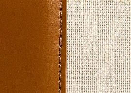 Khaite - Blake Crossbody Bag in Dark Honey Leather with Natural Canvas - Image 6