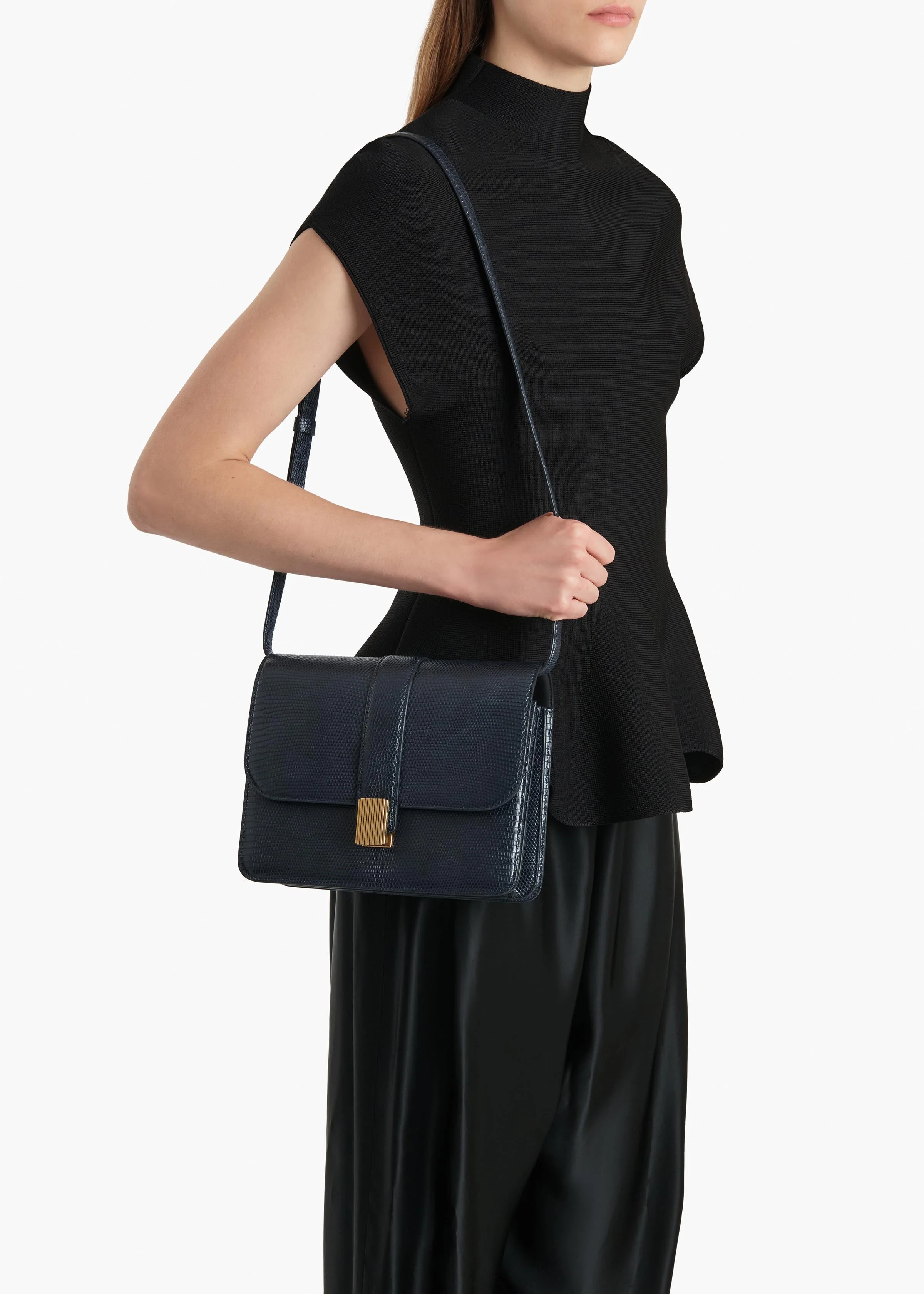 Khaite - Blake Crossbody Bag in Midnight Lizard - Image 8