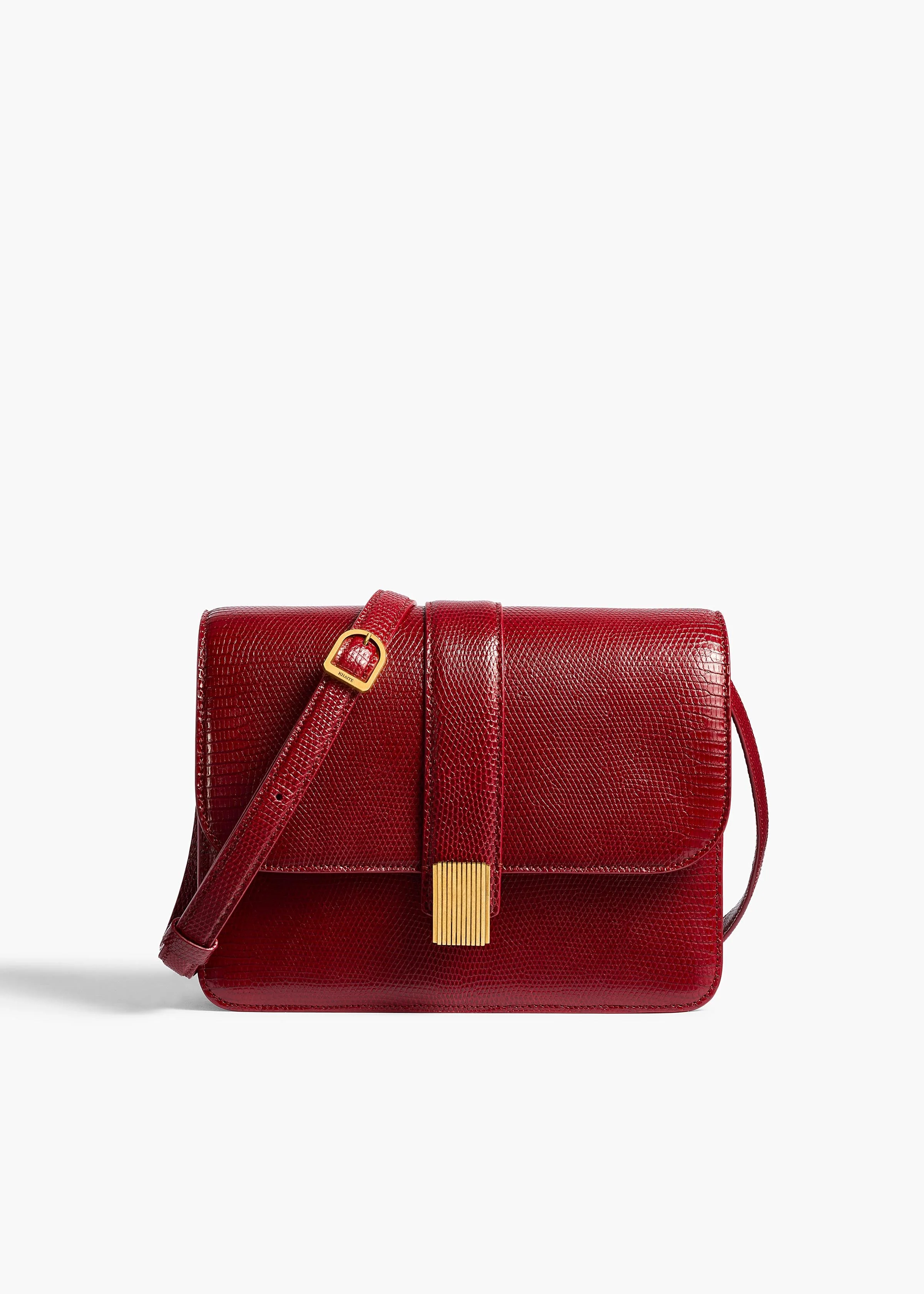 Khaite - Blake Crossbody Bag in Ruby Lizard