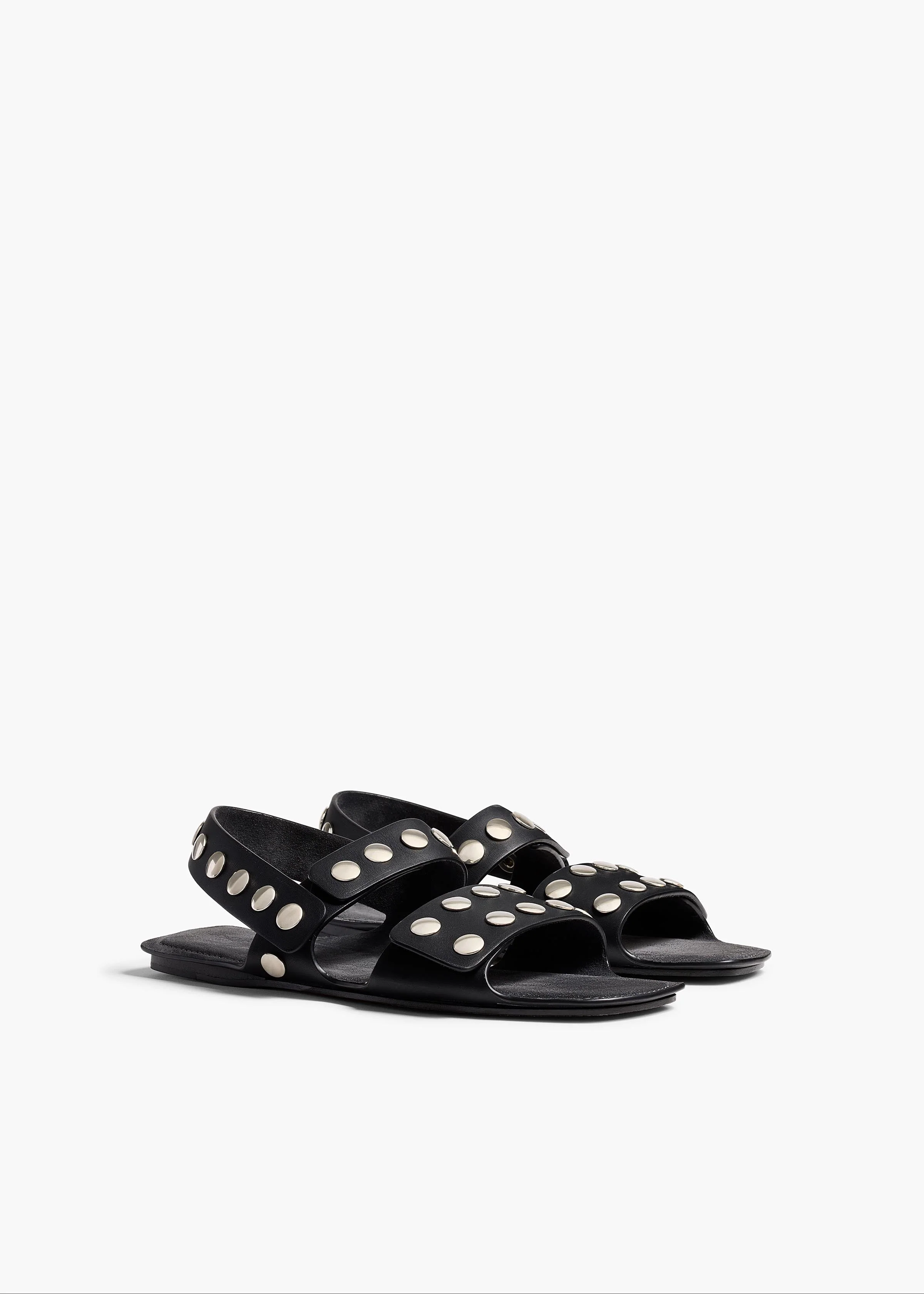 Khaite - Boden Sandal in Black Leather with Silver Studs - Image 2
