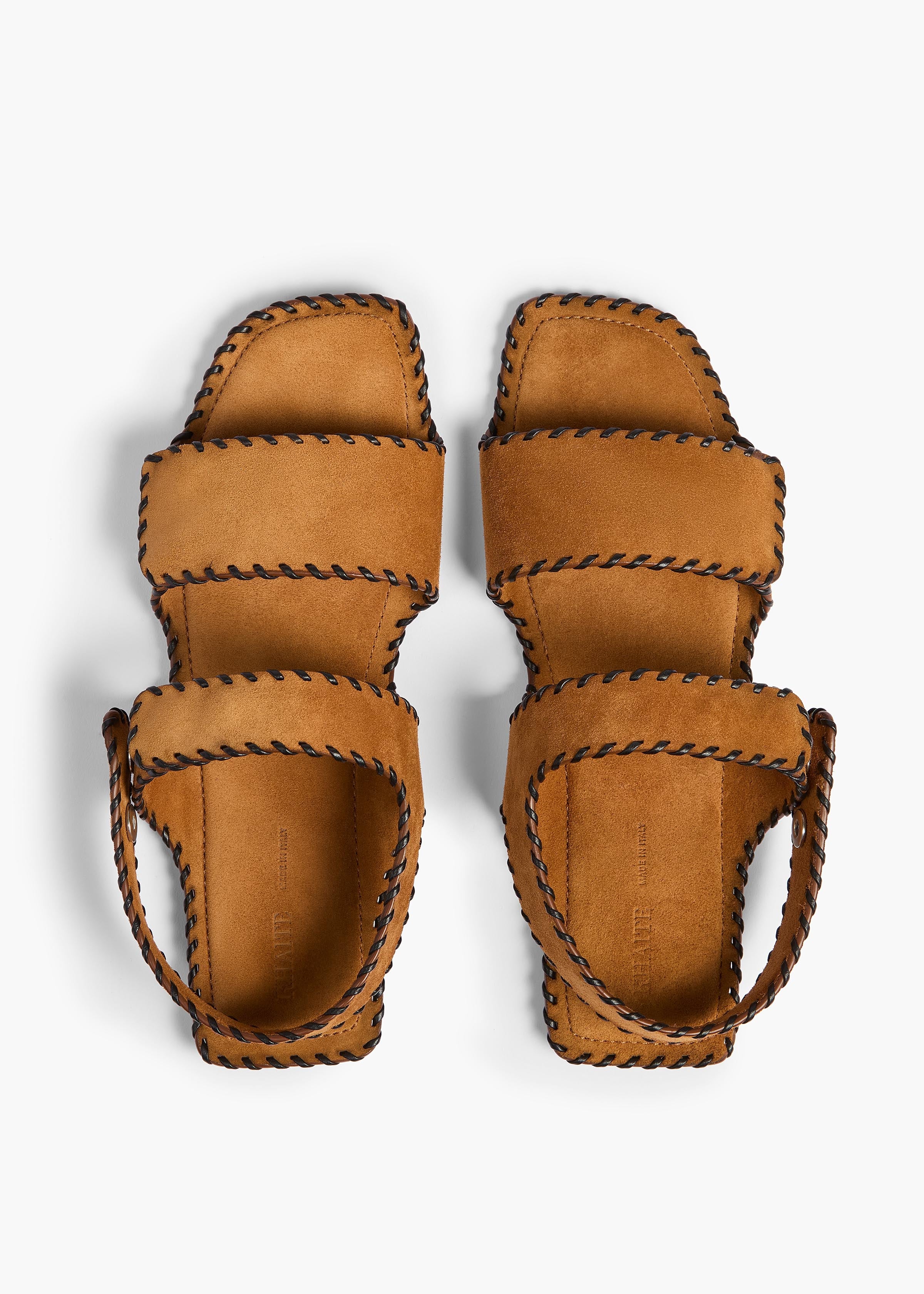 Khaite - Boden Sandal in Caramel Suede with Whip Stitch - Image 3