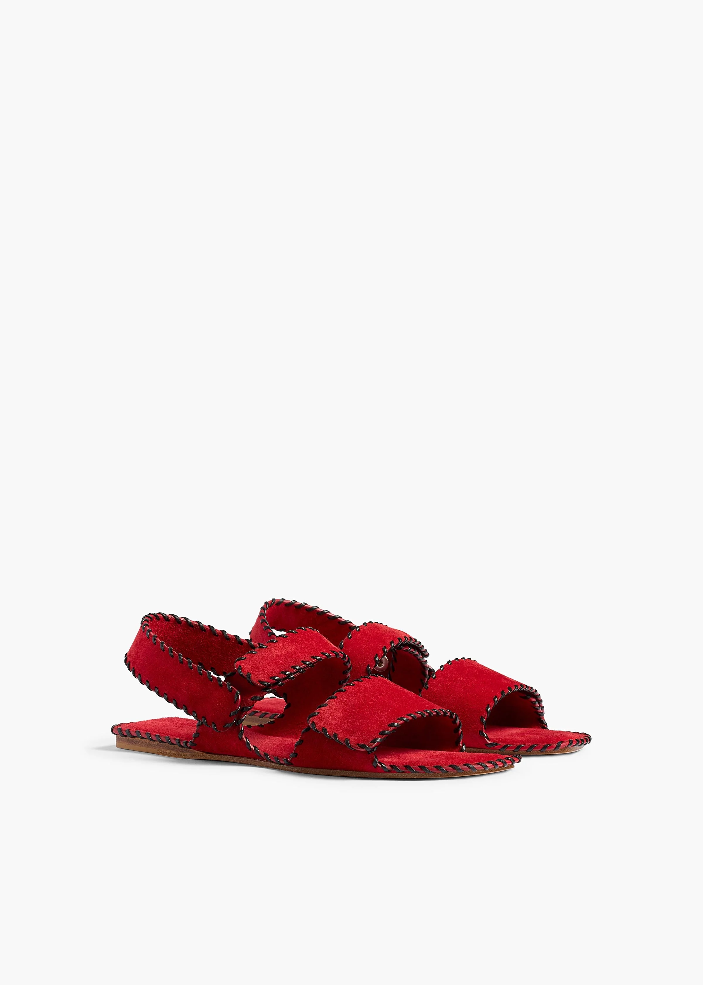 Khaite - Boden Sandal in Lipstick Suede with Whip Stitch - Image 2