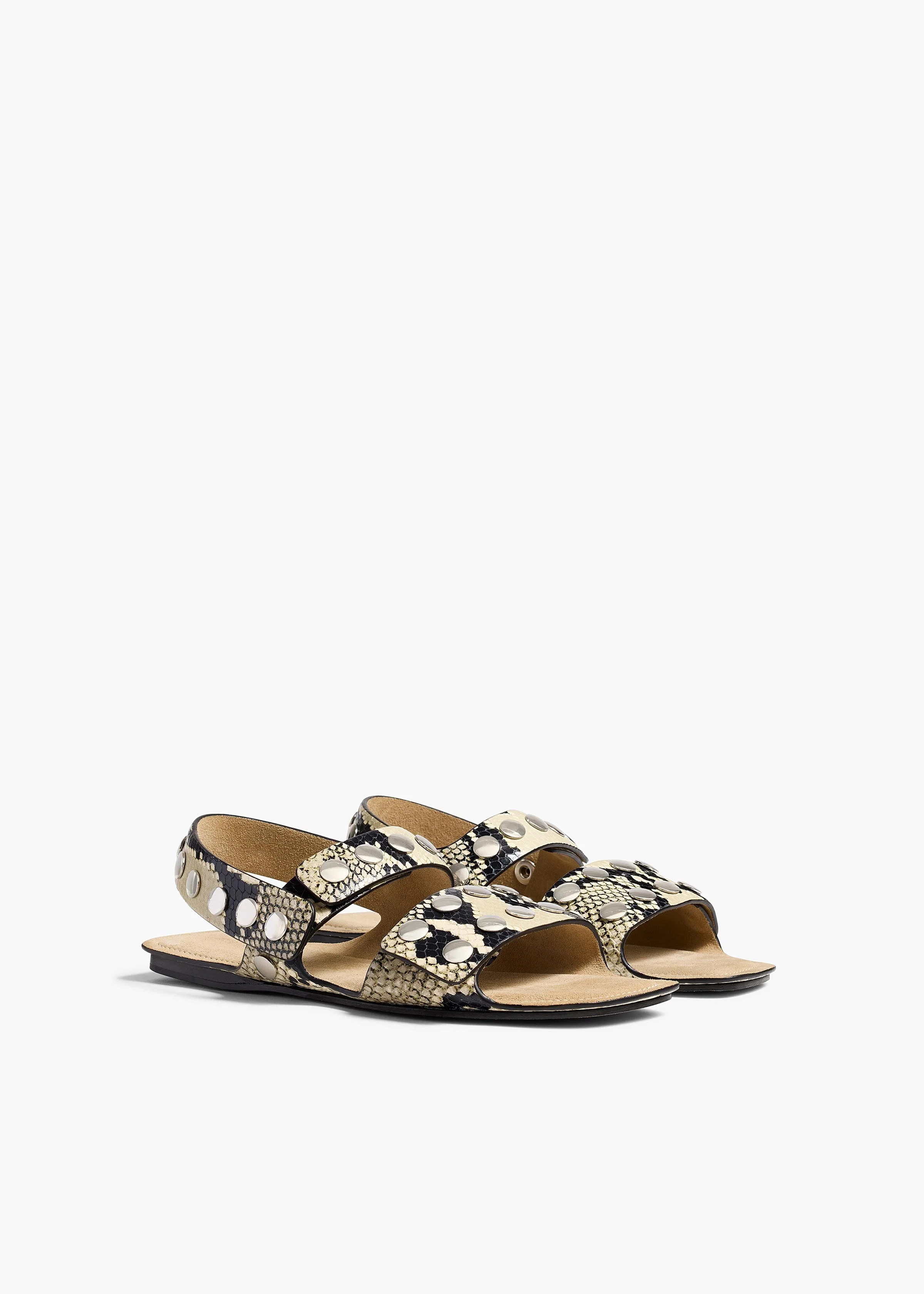Khaite - Boden Sandal in Natural Python - Embossed Leather with Silver Studs - Image 2