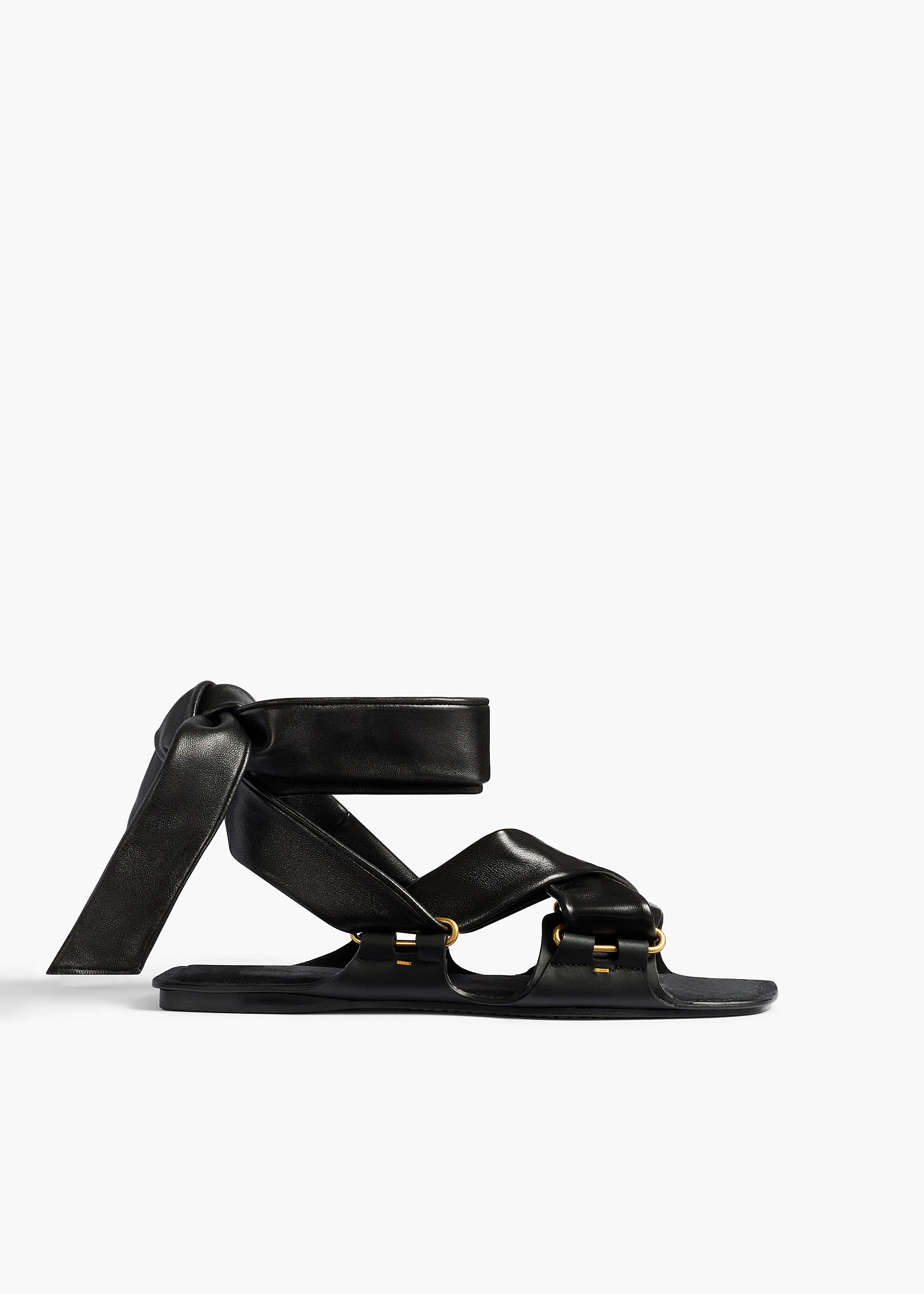 Khaite - Boden Tied Sandal in Black Leather