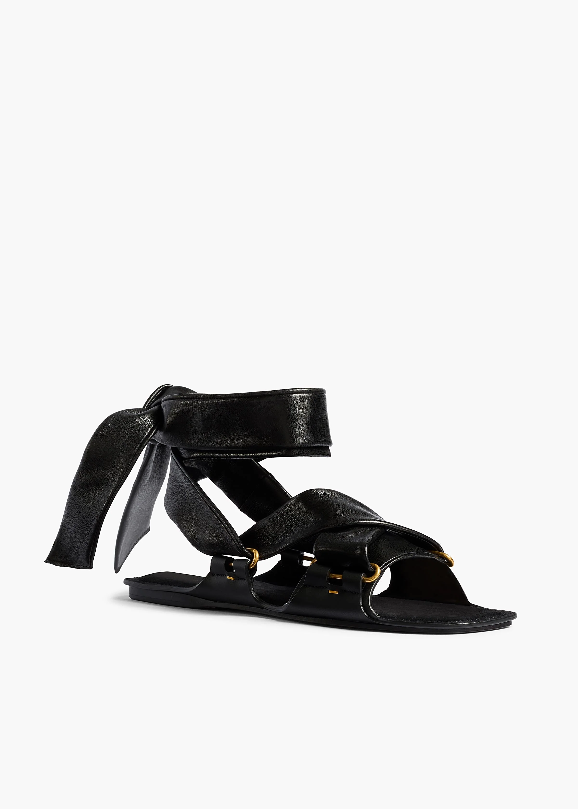 Khaite - Boden Tied Sandal in Black Leather - Image 2