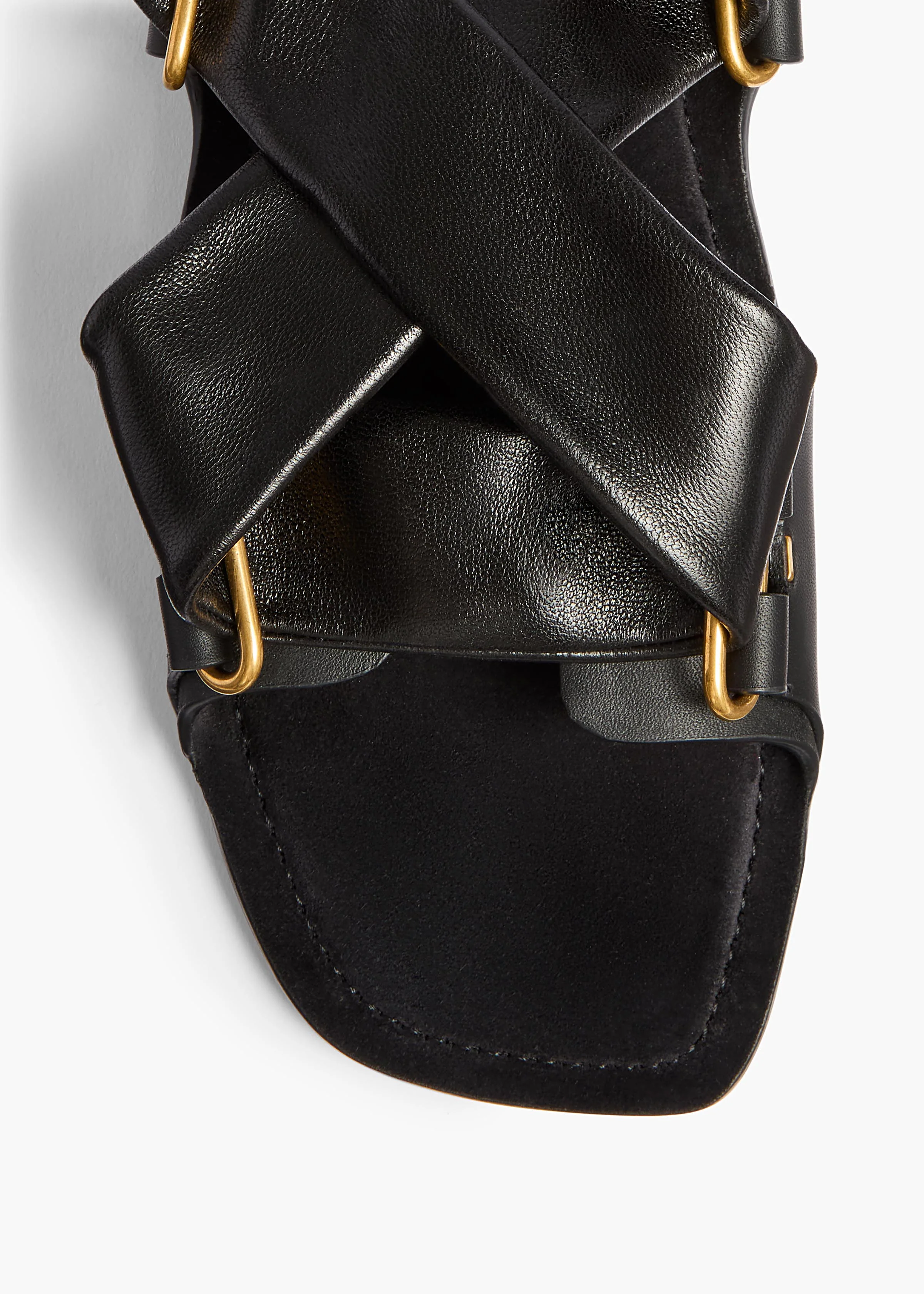 Khaite - Boden Tied Sandal in Black Leather - Image 3